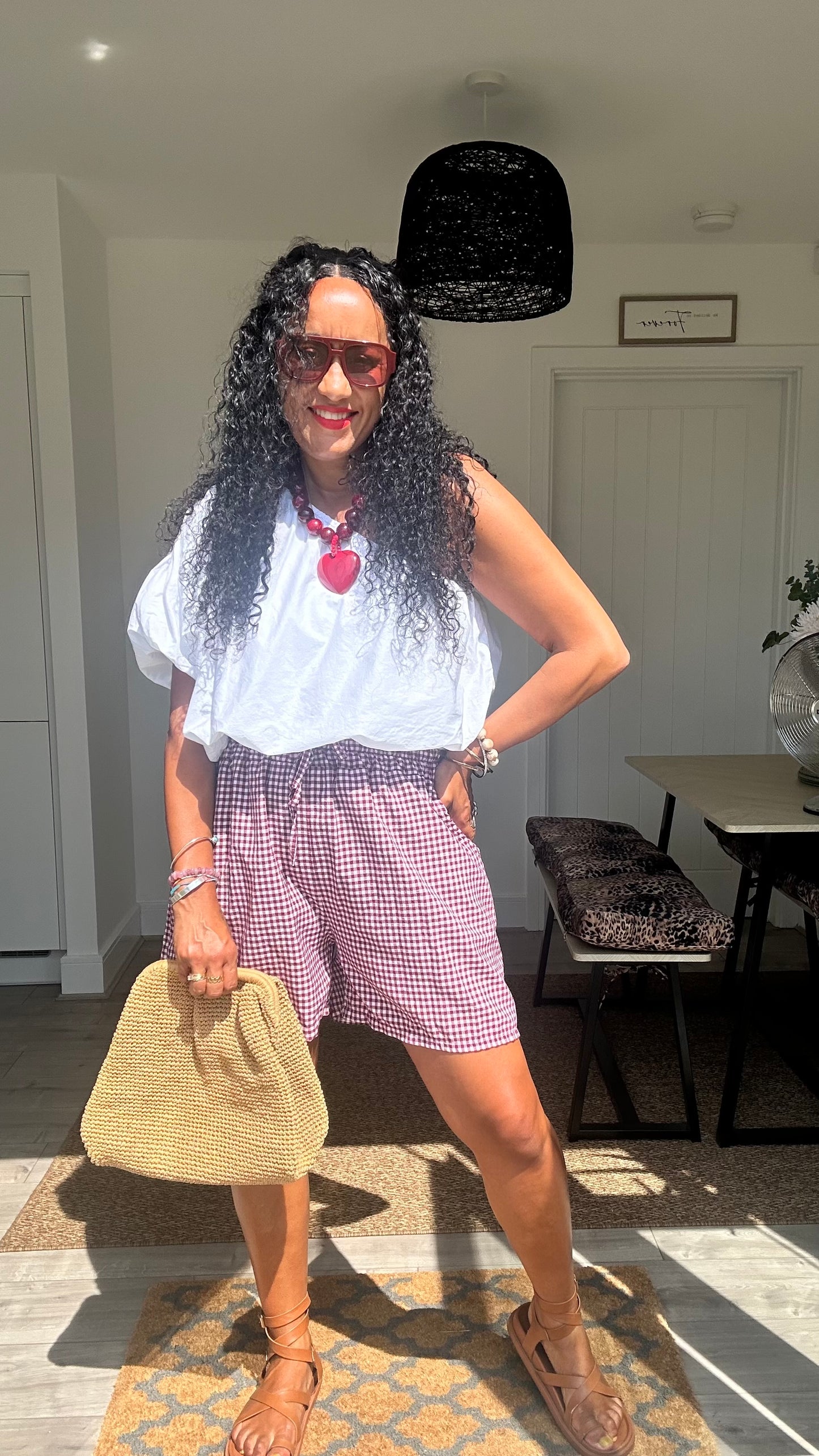 AVA GINGHAM SHORTS BLACKCURRANT *New