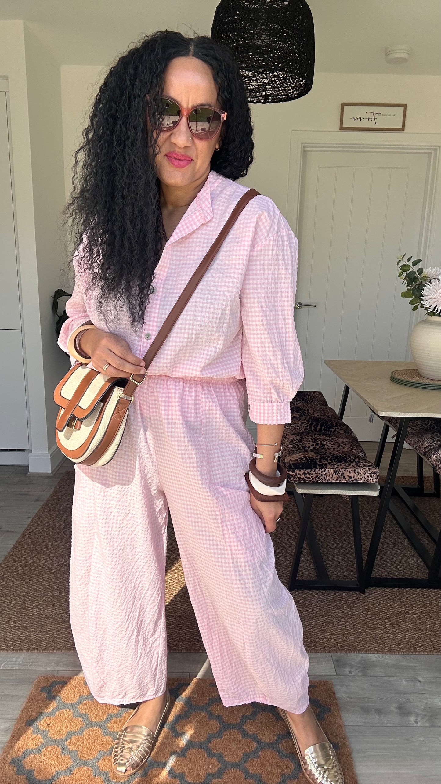 AVA GINGHAM BLOUSE BABY PINK *New
