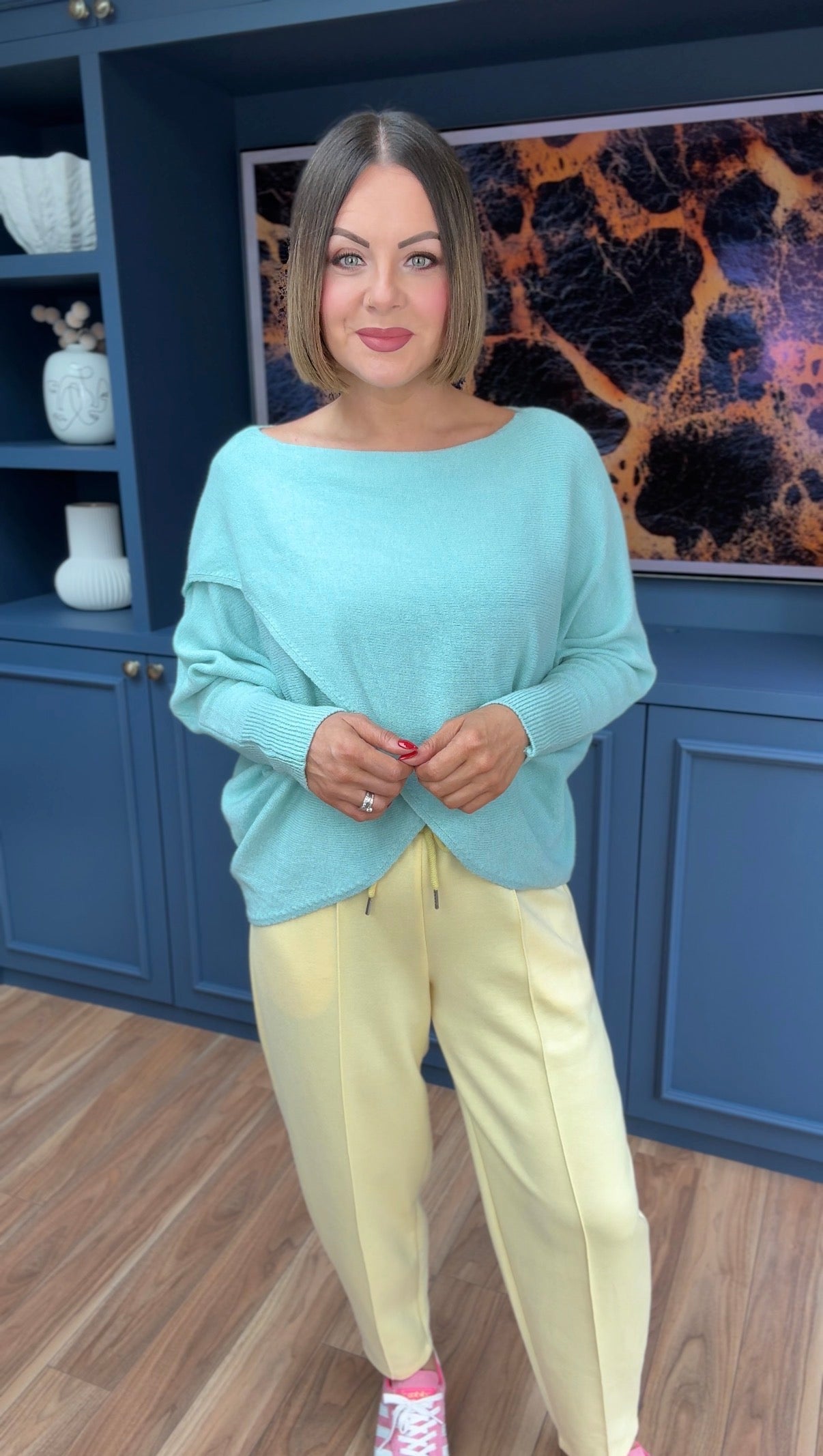 MABLE FRONT CROSS WRAP JUMPER AQUA *New