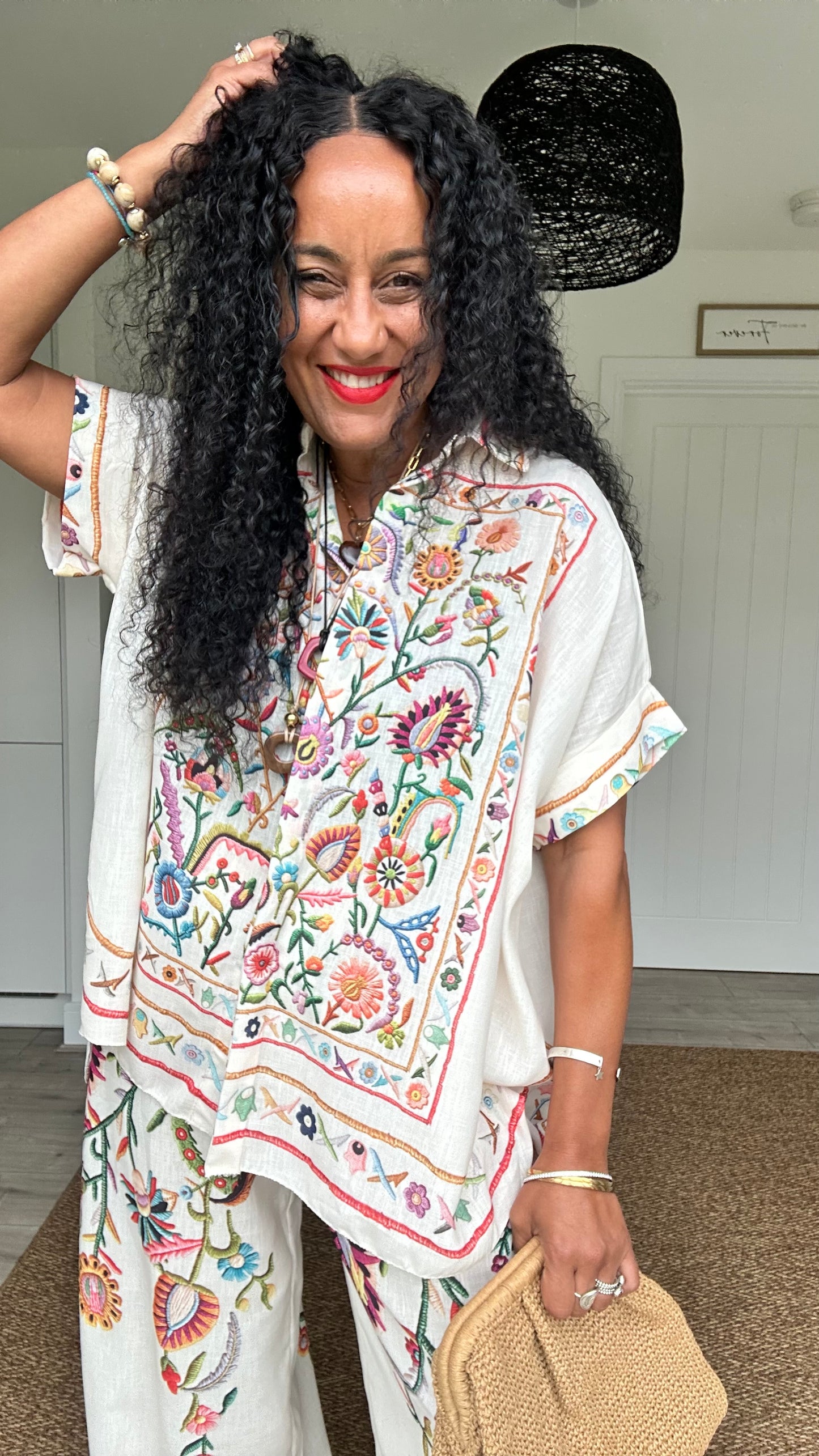 CLEO EMBROIDERED BOHO SHIRT BEIGE *New