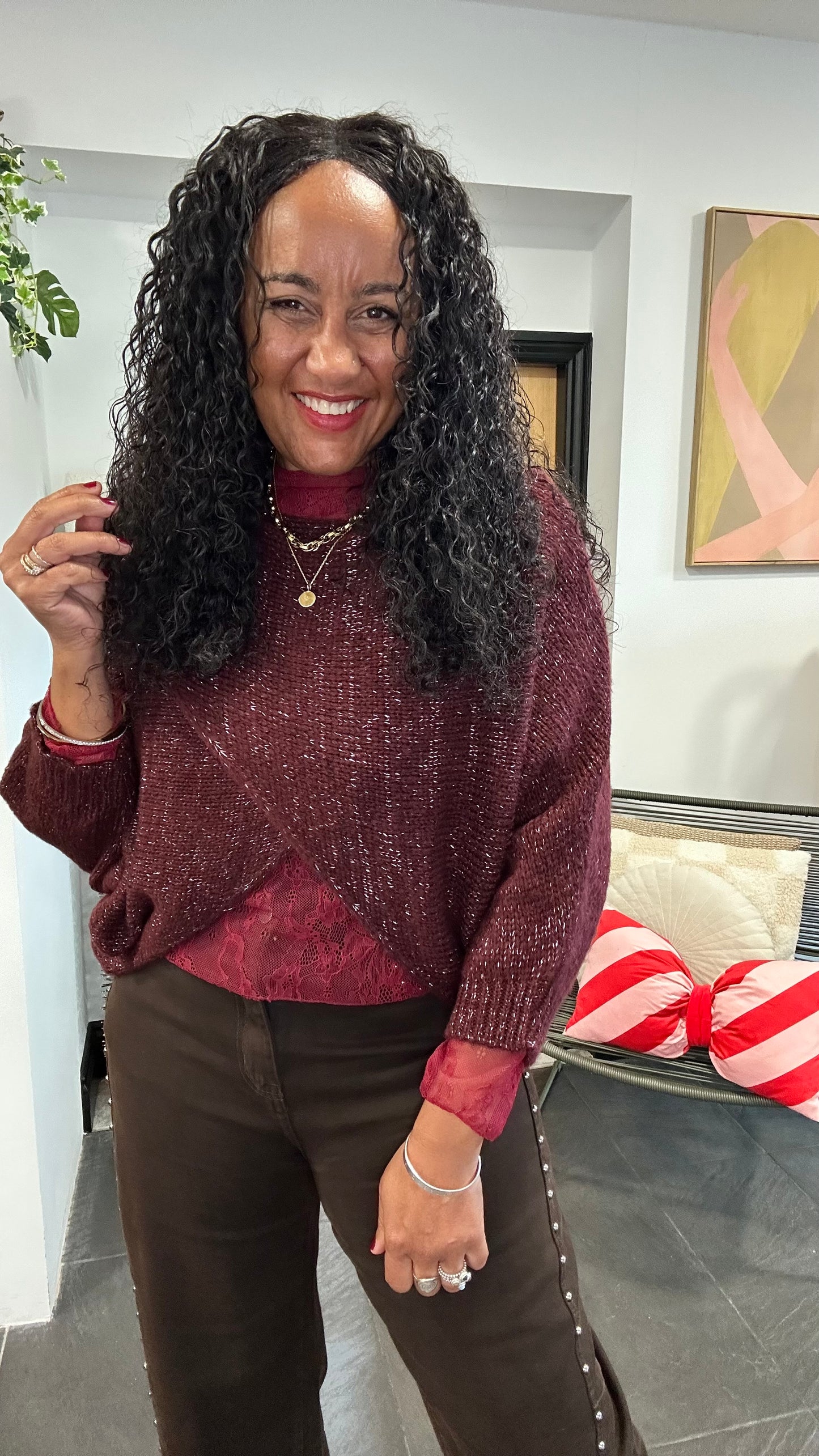 SALE MINI MABLE LUREX REVERSIBLE TOP
BURGUNDY