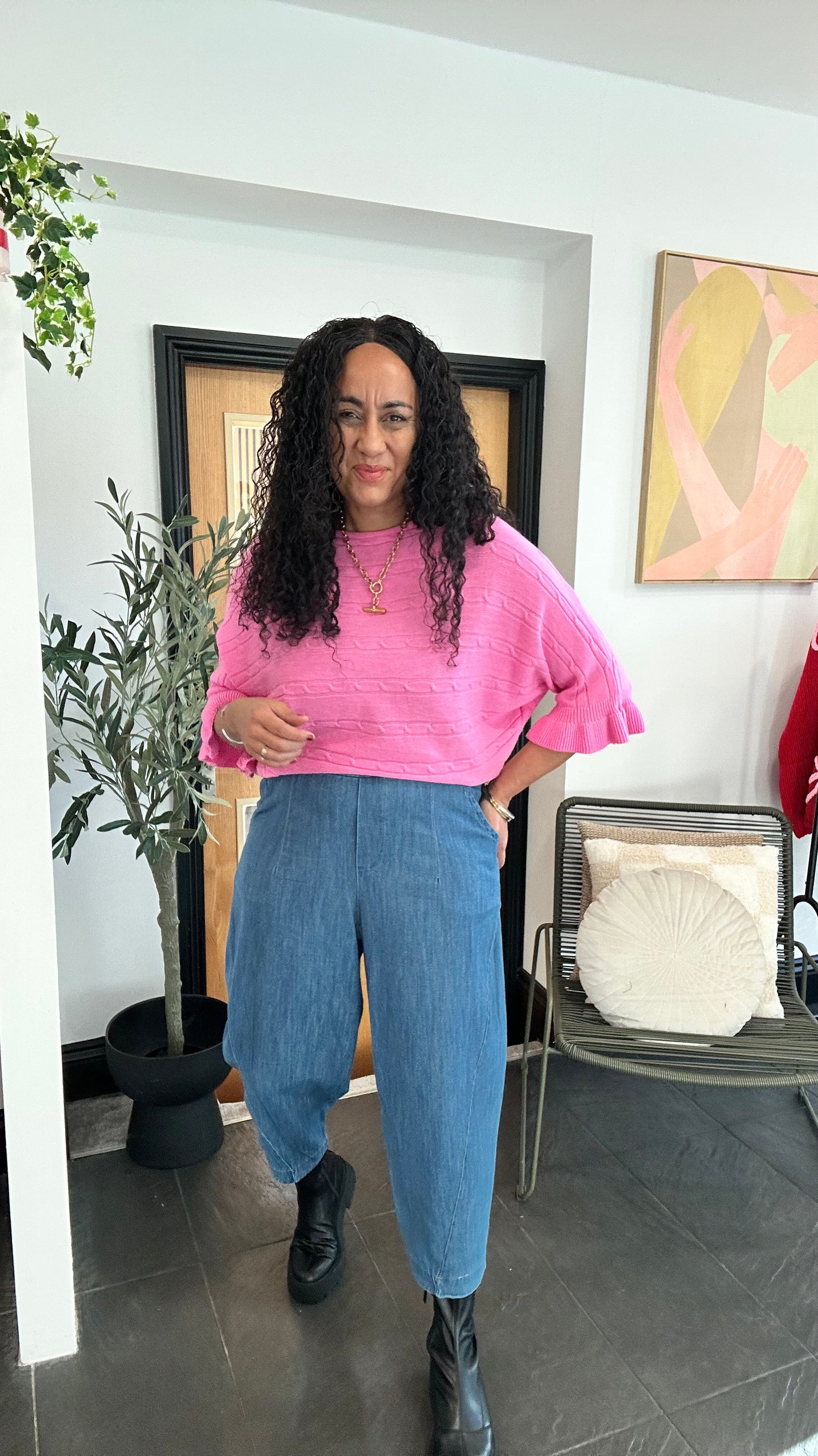 GABEL MABLE FRILL TOP PINK *New