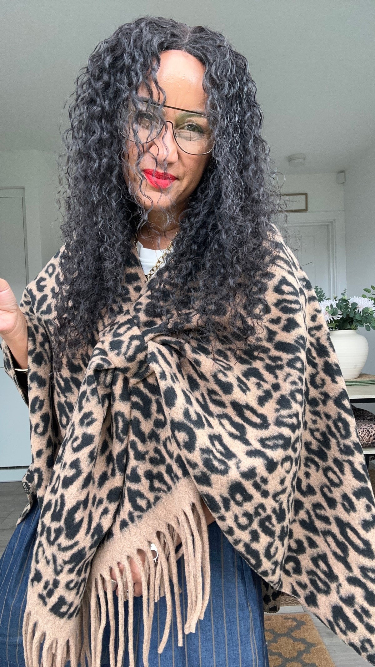ANUKA LEOPARD CAPE PONCHO *New