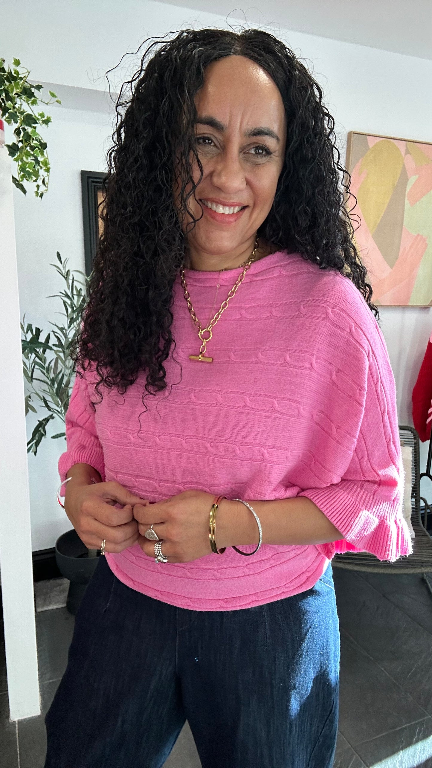 GABEL MABLE FRILL TOP PINK *New