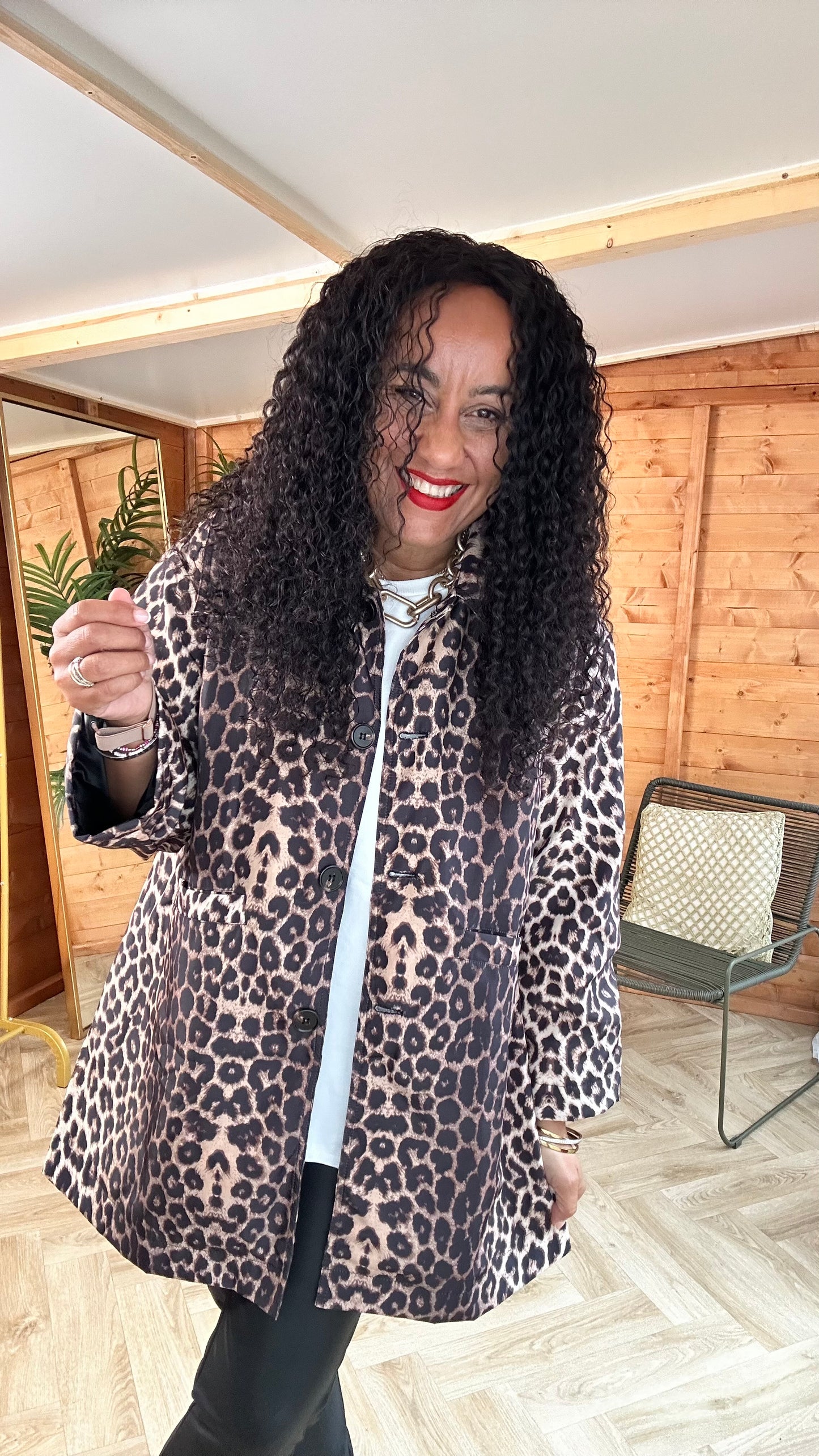 MADDERS LEOPARD JACKET / MAC WITH OVERSIZED COLLAR *New