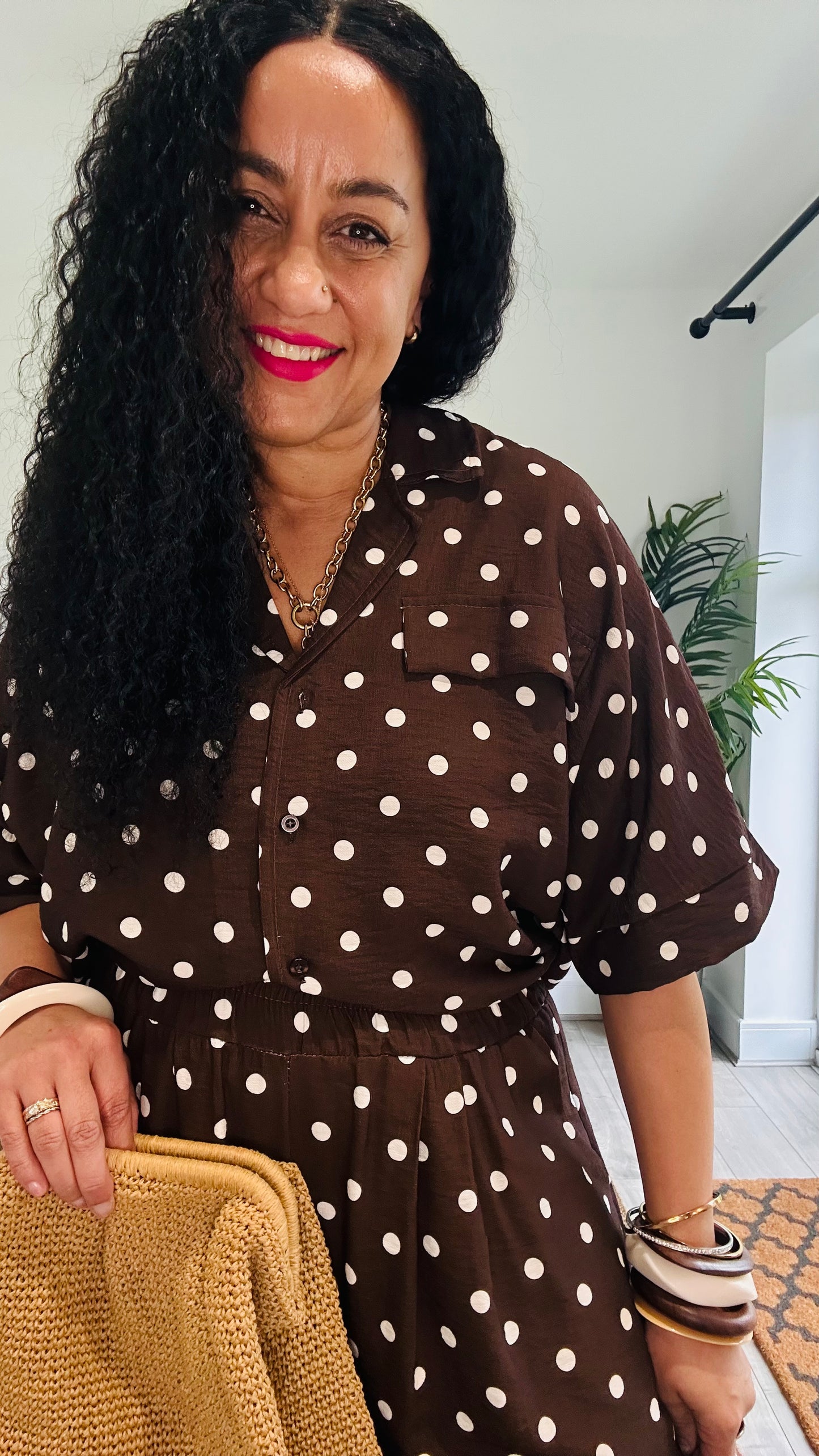SLVIE POLKA DOT TROUSERS BROWN *New