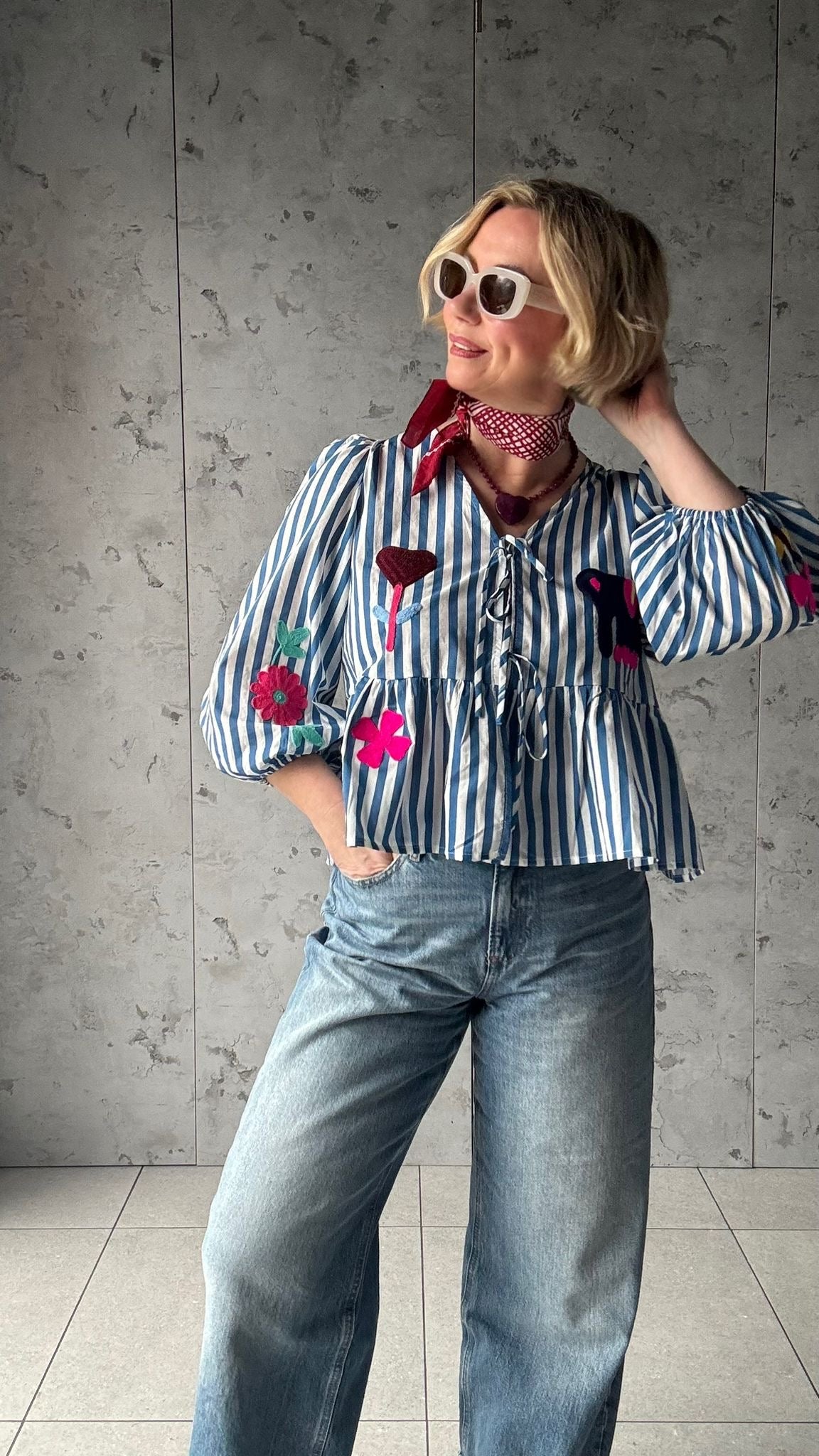 FREE SPIRIT FUZZY FELT  PEPLUM BLOUSE *New