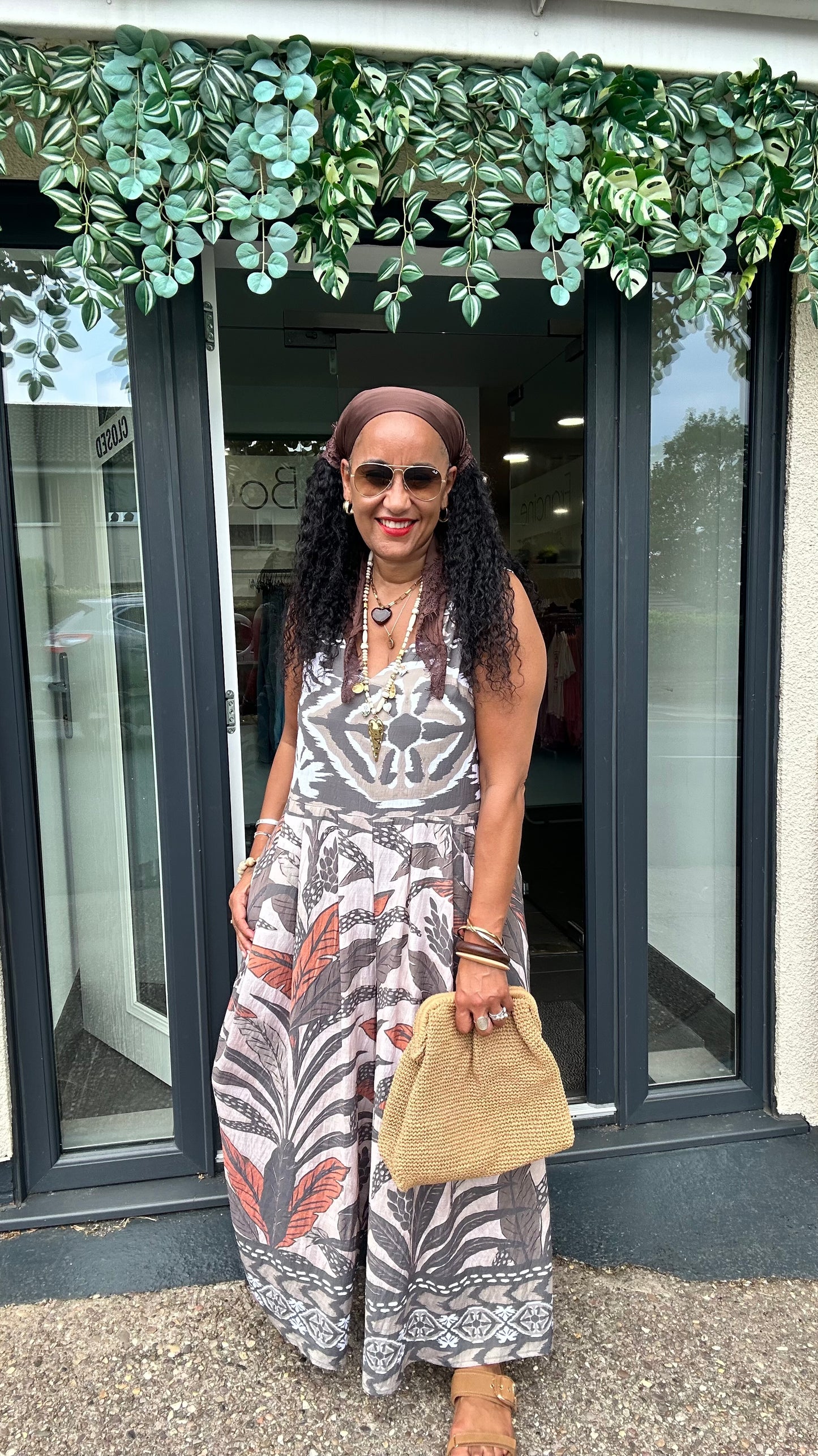 TROPICAL PRINT WIDE LEG JUMPSUIT *New