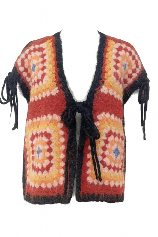 NAVAJO TASSEL OVERSIZED WAISTCOAT BLACK *New