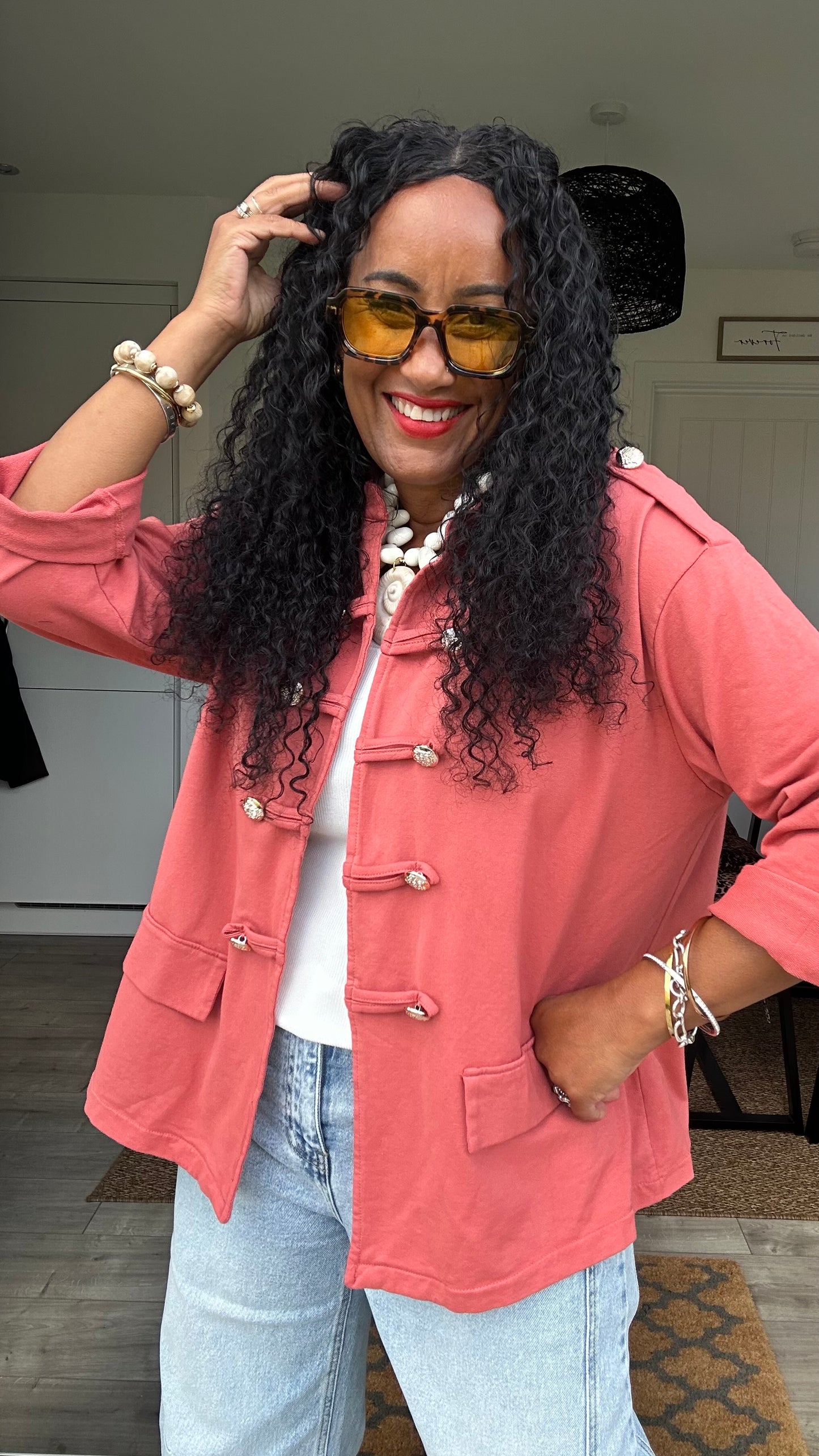URBAN LUXE MILITARY JACKET CORAL *NEW