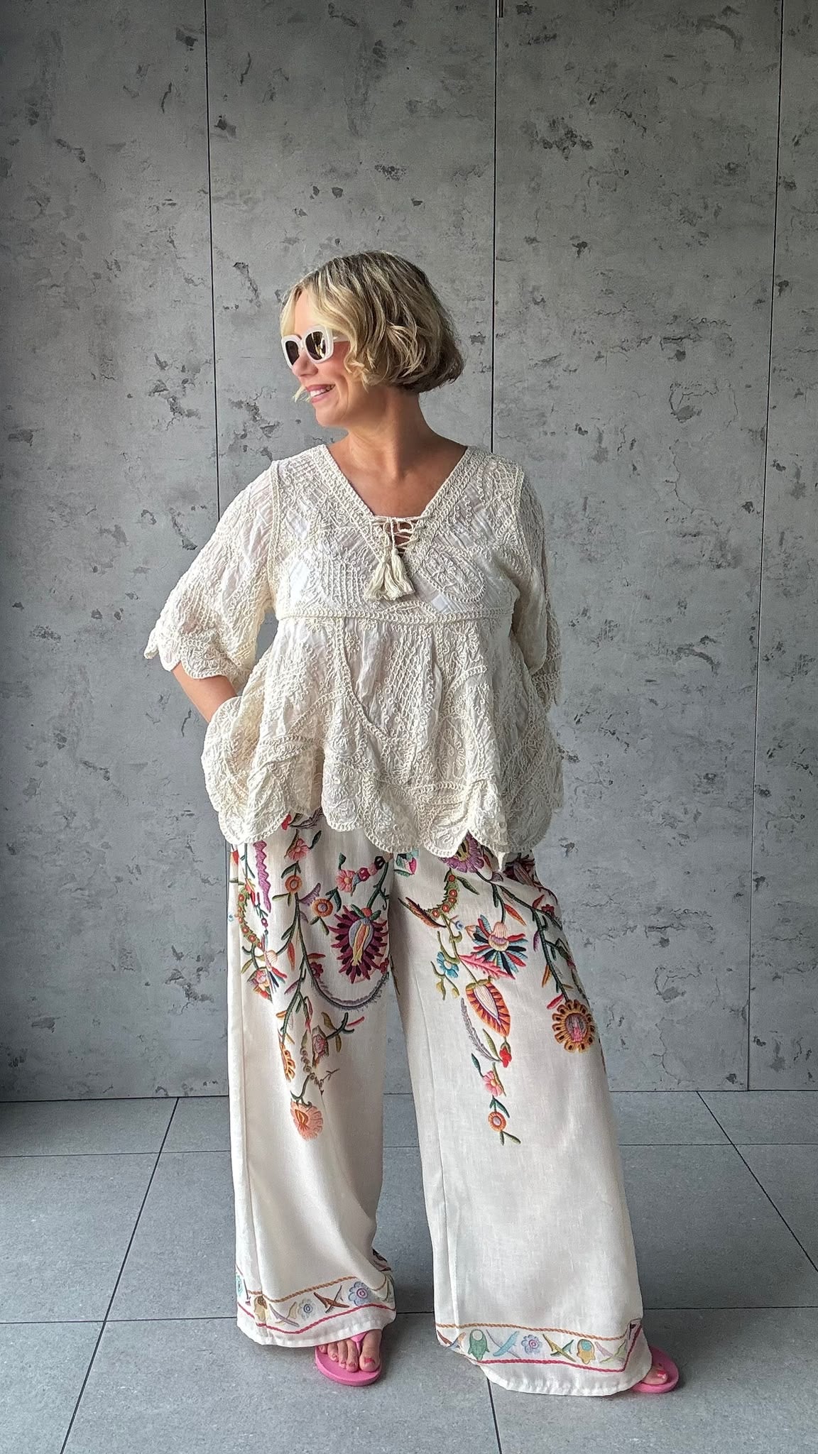 CHEVELLE BOHEMIAN EMBROIDERED TOP IVORY *New