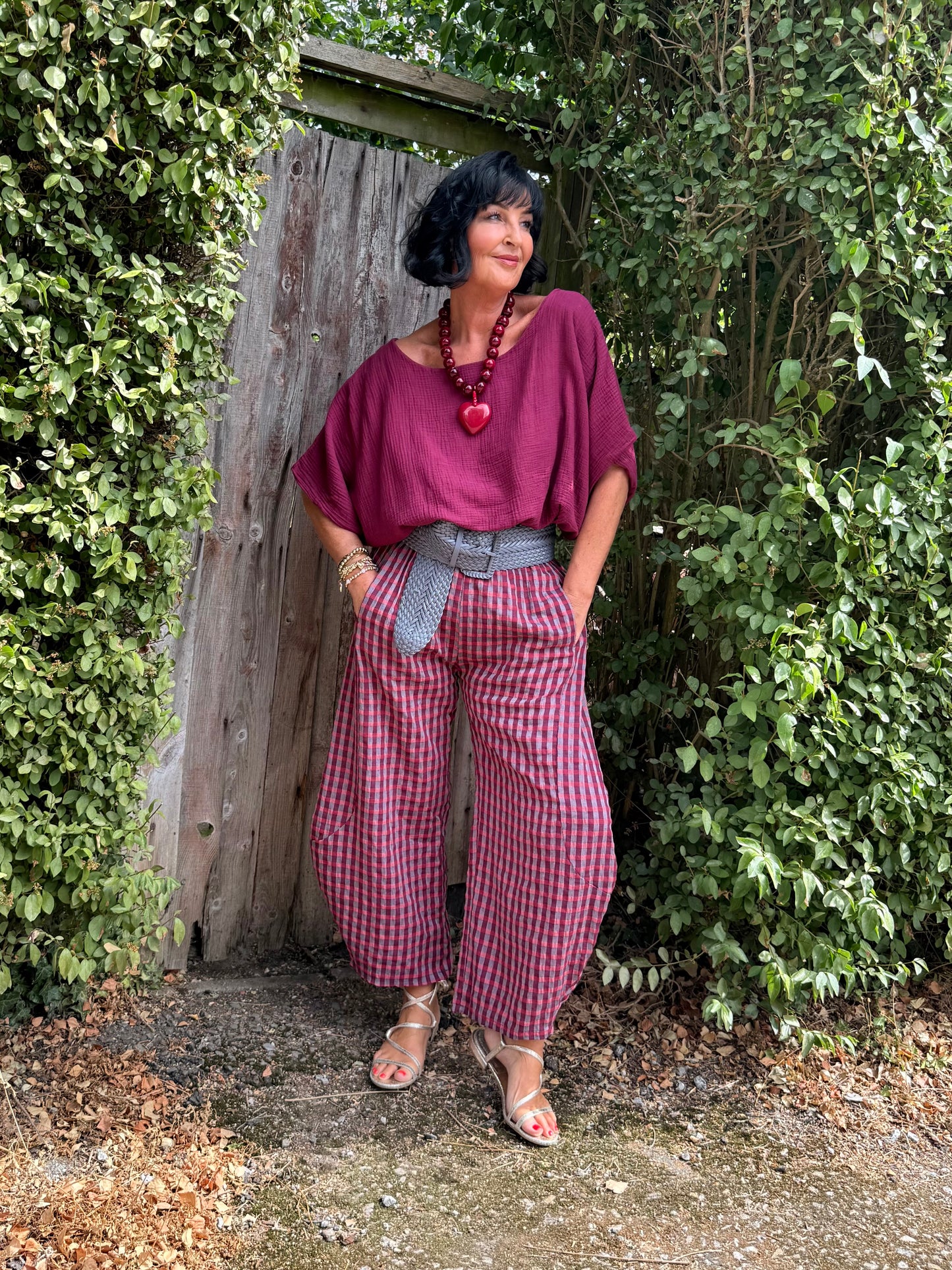 OJAY BUBBLE HEM CHEESECLOTH TOP MULBERRY *New