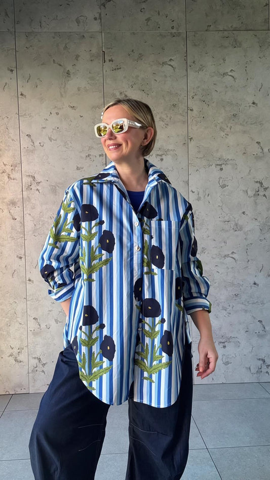 FLORAL BLUE SHIRT *New