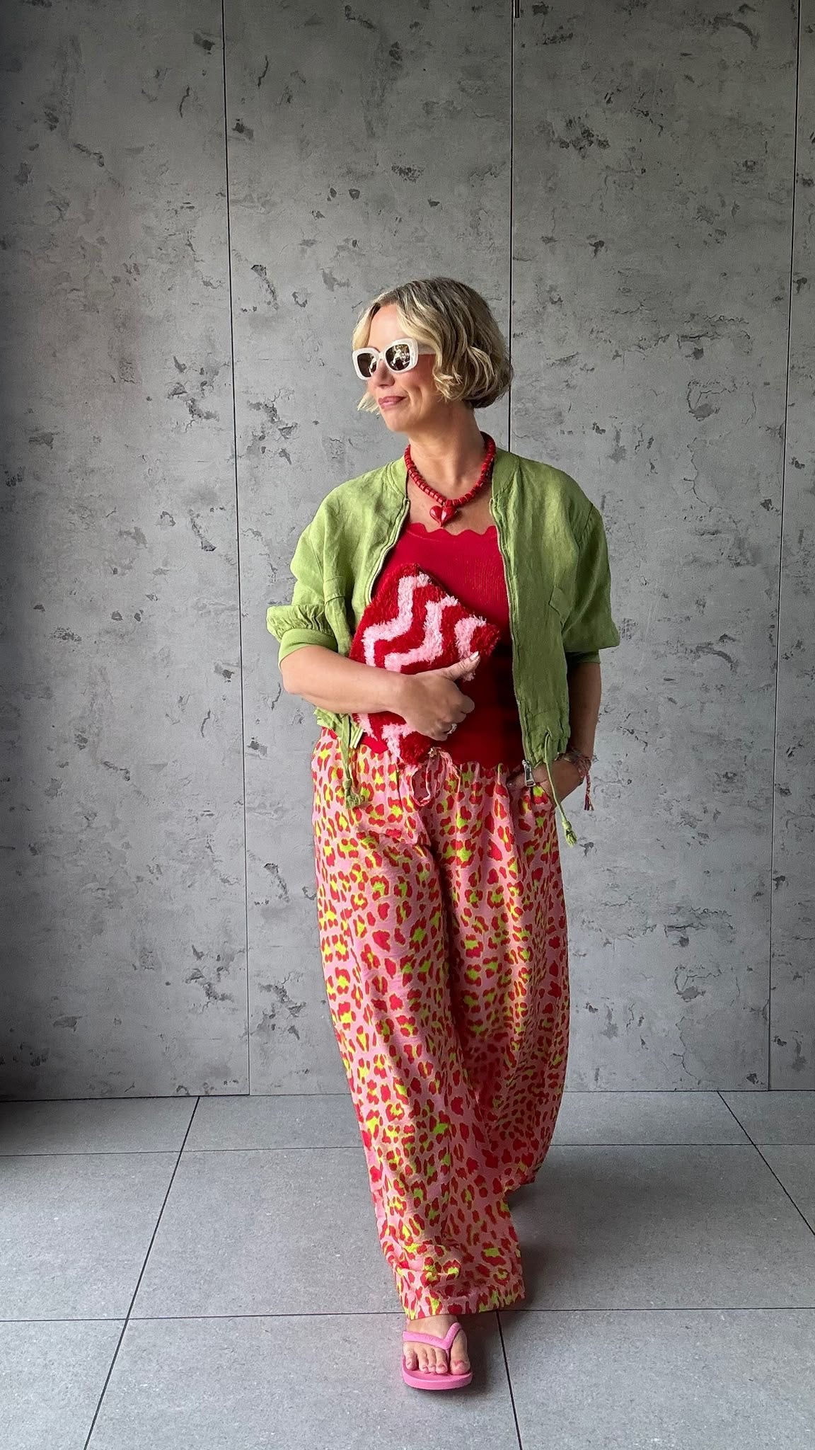 SALE SUNSET LEOPARD PRINT TROUSERS SUNSET LEOPARD
