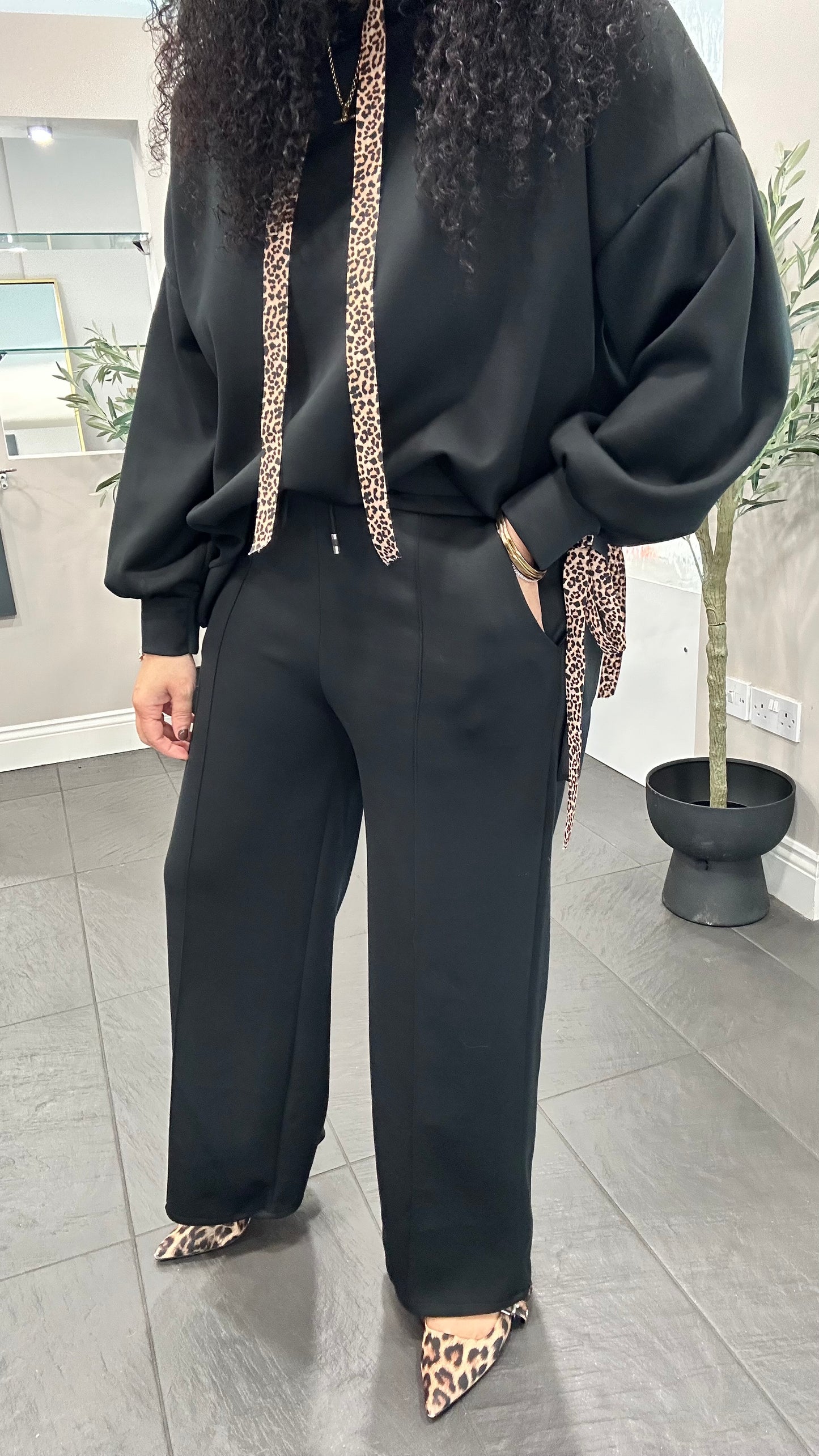 CAMILLA WIDE LEG JOGGERS BLACK