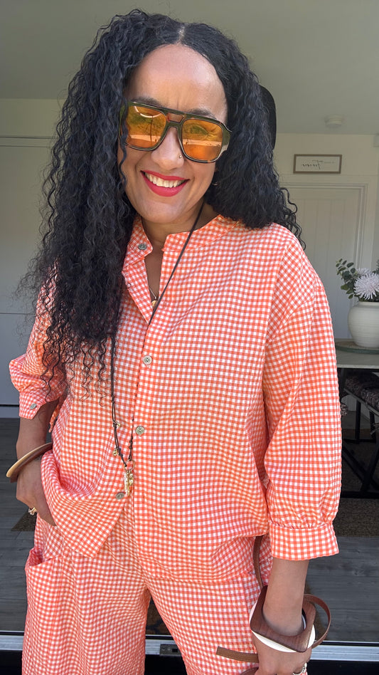 AVA GINGHAM BLOUSE ORANGE 🍊*New
