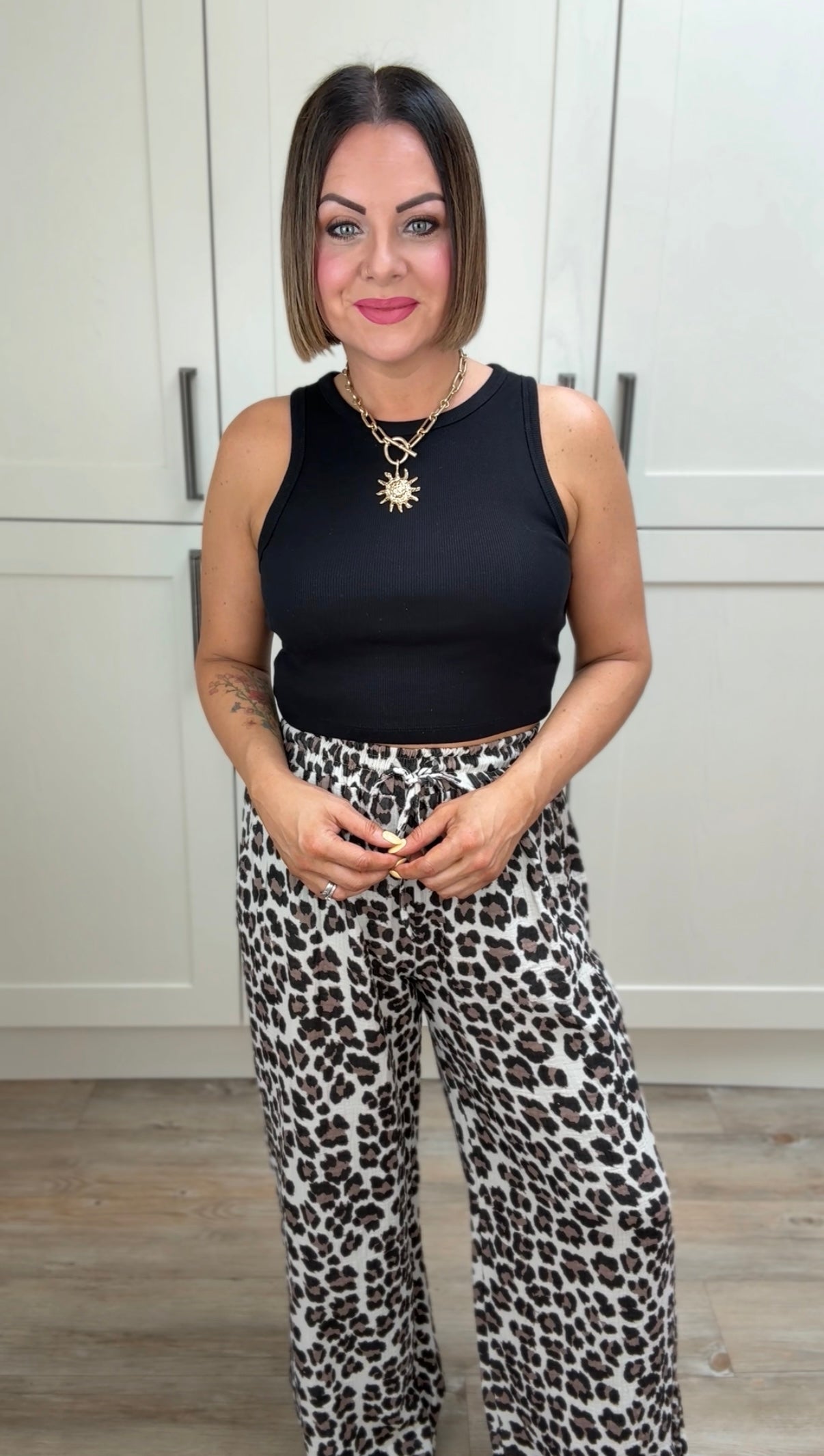 LEOPARD PRINT CHEESECLOTH TROUSERS TRADITIONAL LEOPARD *New