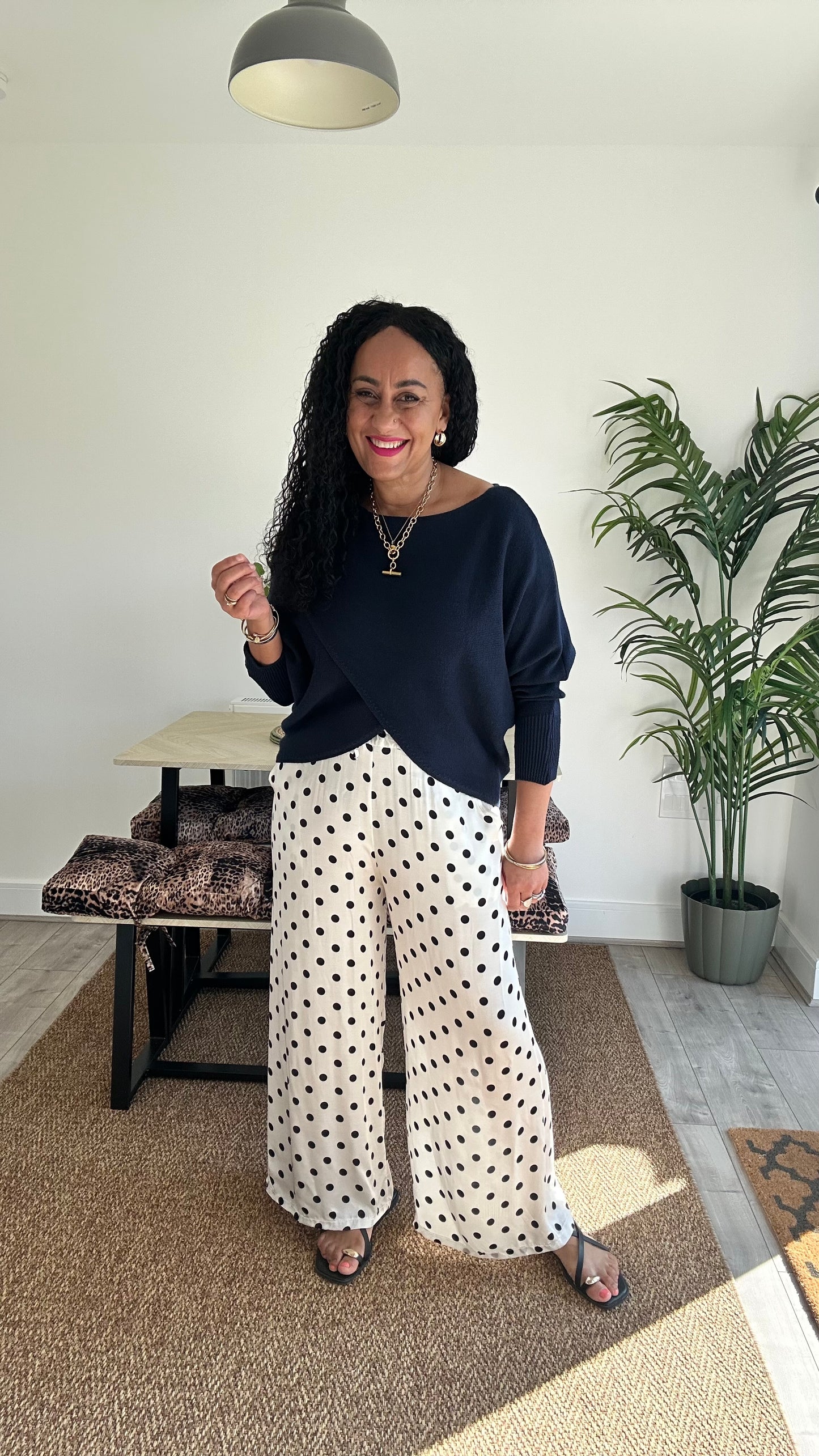 DARICE POLKA DOT SILK TROUSERS SUMMER WHITE  *New