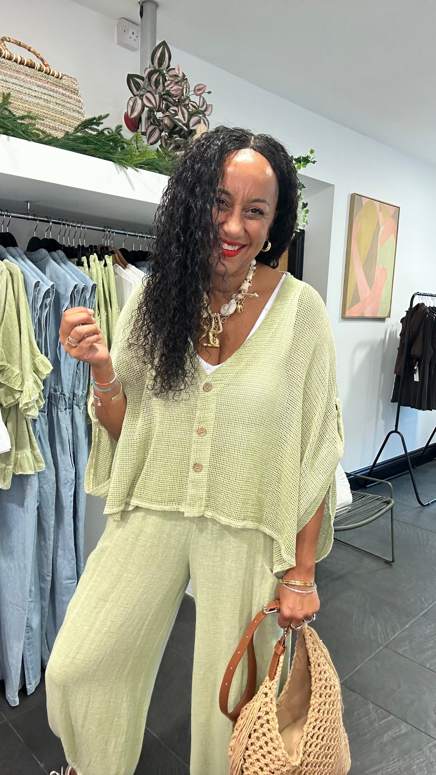 DERBY WAFFLE CARDIGAN APLLE GREEN *New