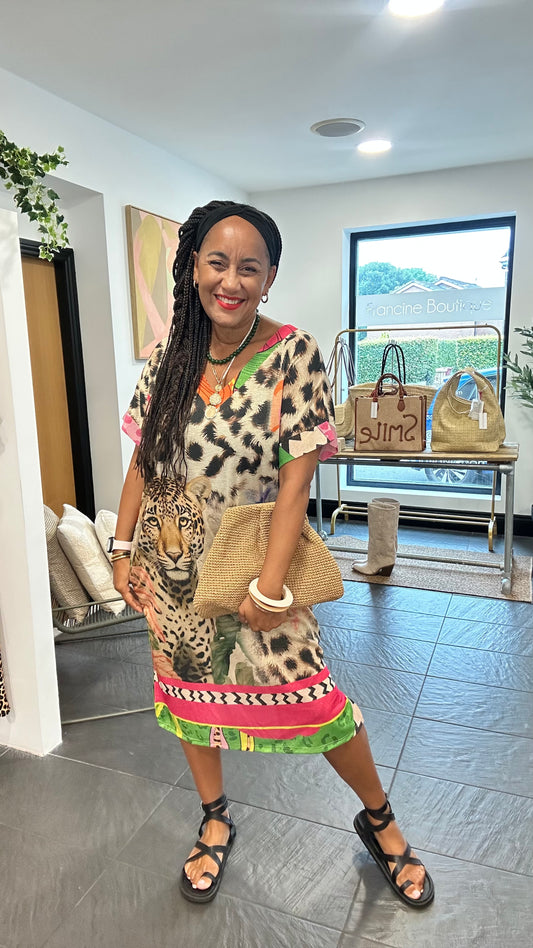 SALE POSITIVE VIBES LEOPARD TUNIC