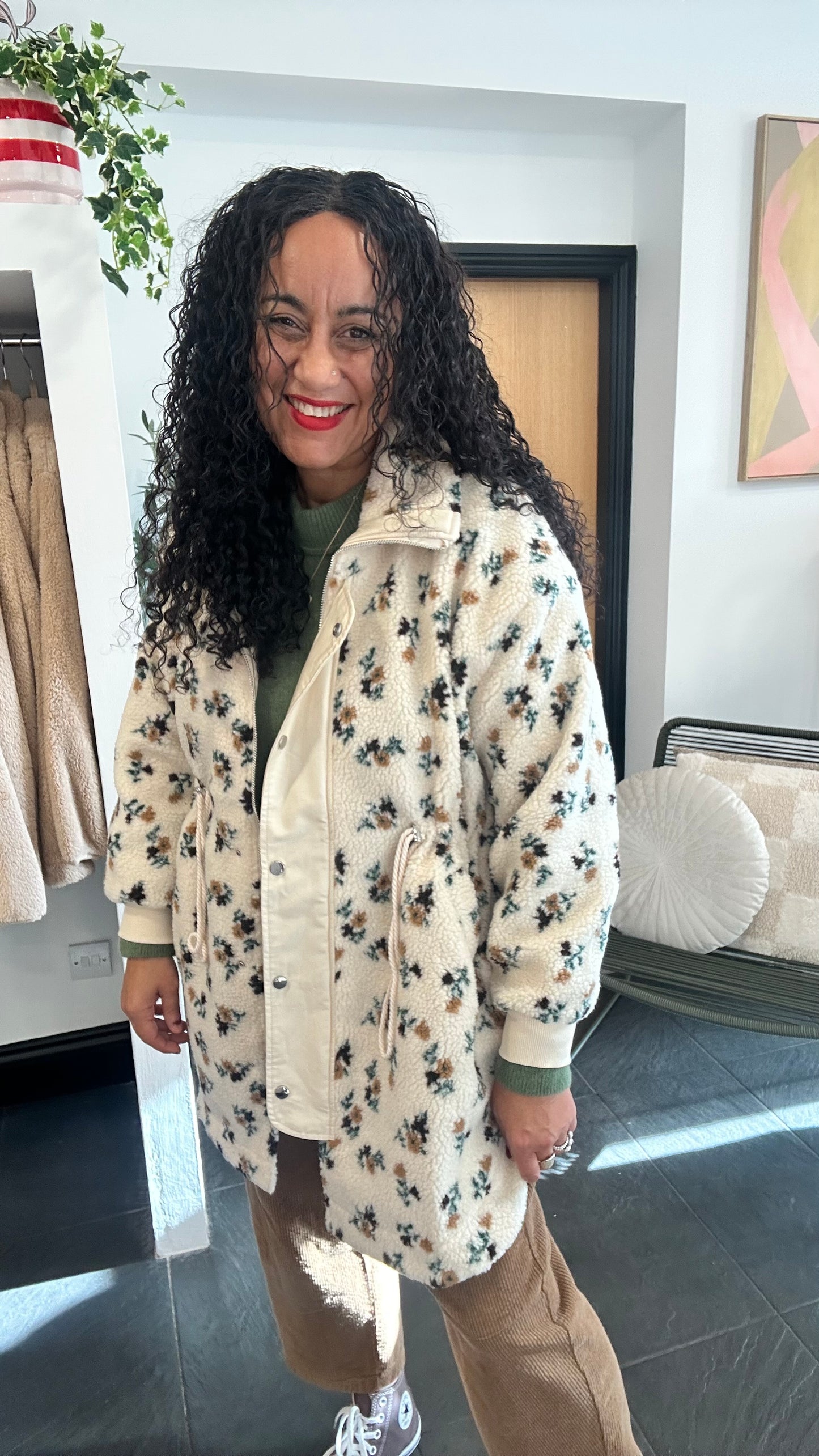 KENDAL TEDDY PARKA FLORAL & CREAM *New