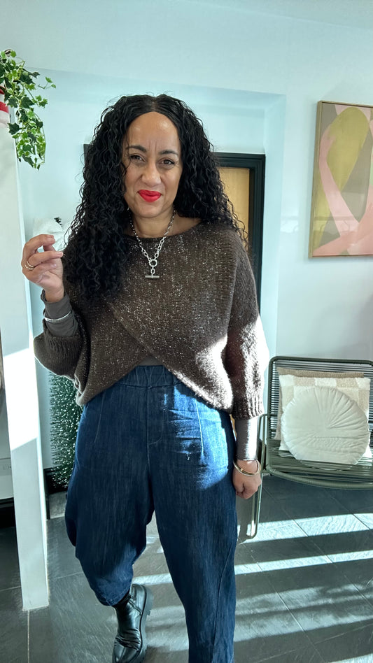 MINI MABLE LUREX REVERSIBLE TOP
DEEP BROWN *New