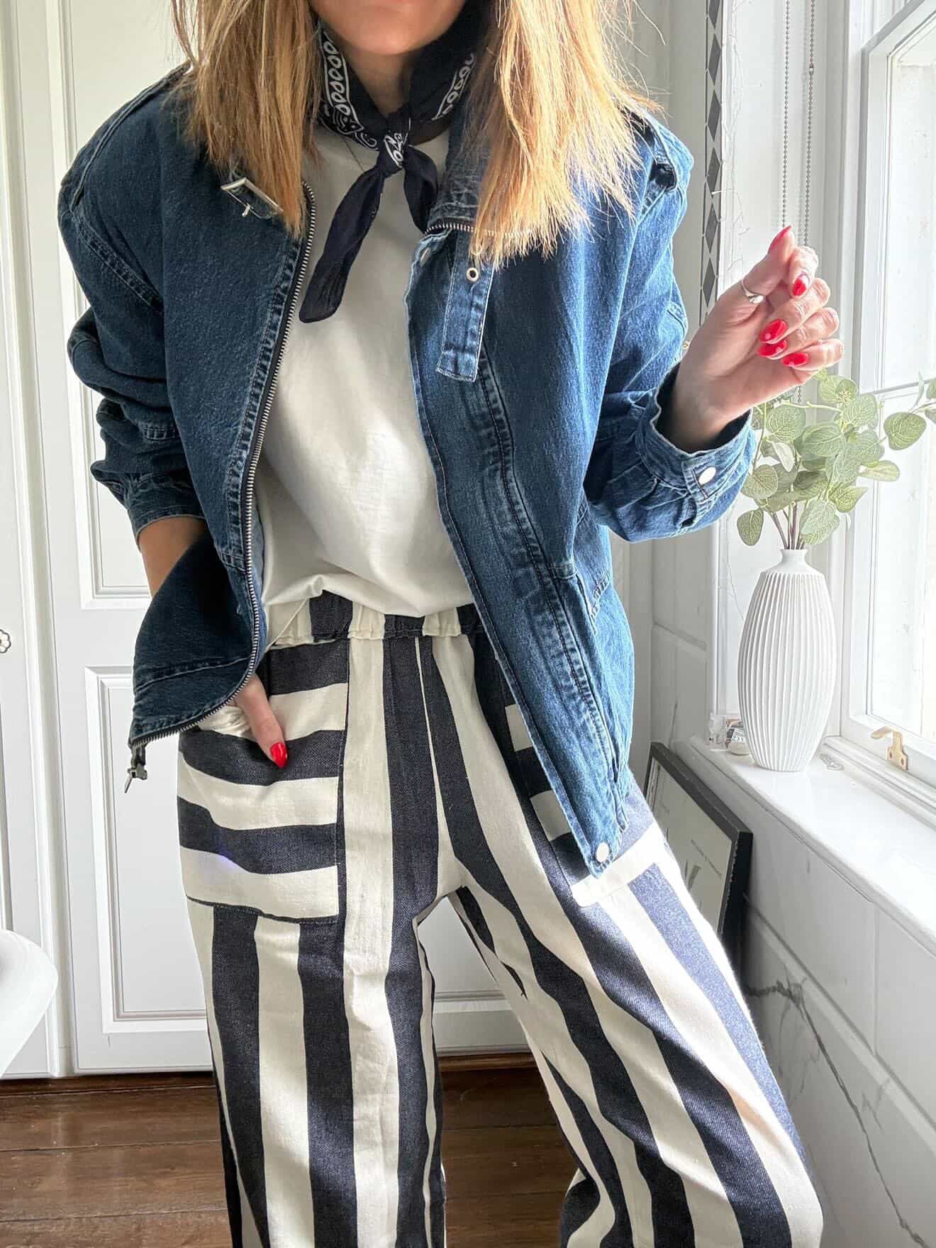 SALE DENIM FUNNEL NECK BOMBER JACKET
