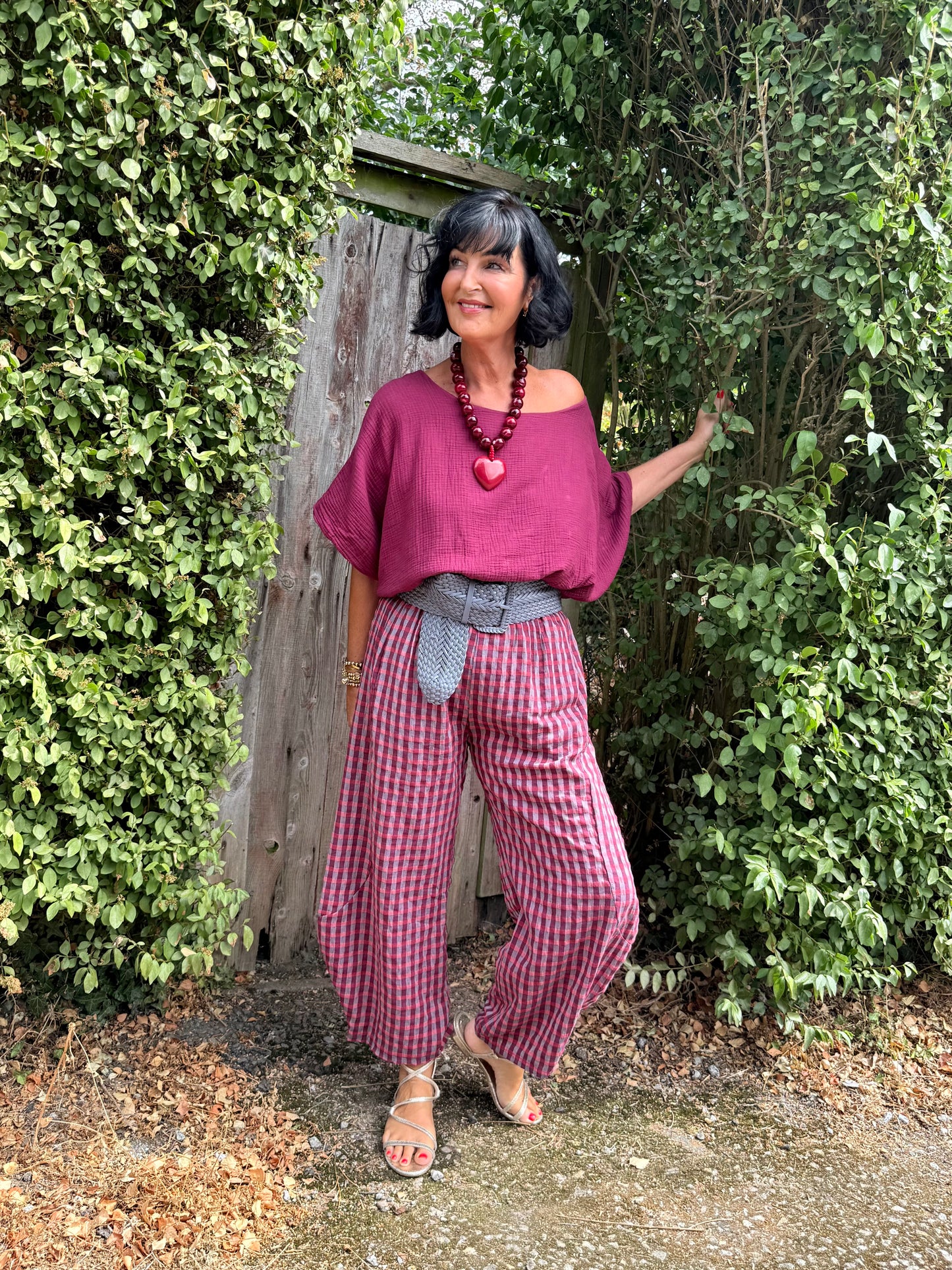 OJAY BUBBLE HEM CHEESECLOTH TOP MULBERRY *New