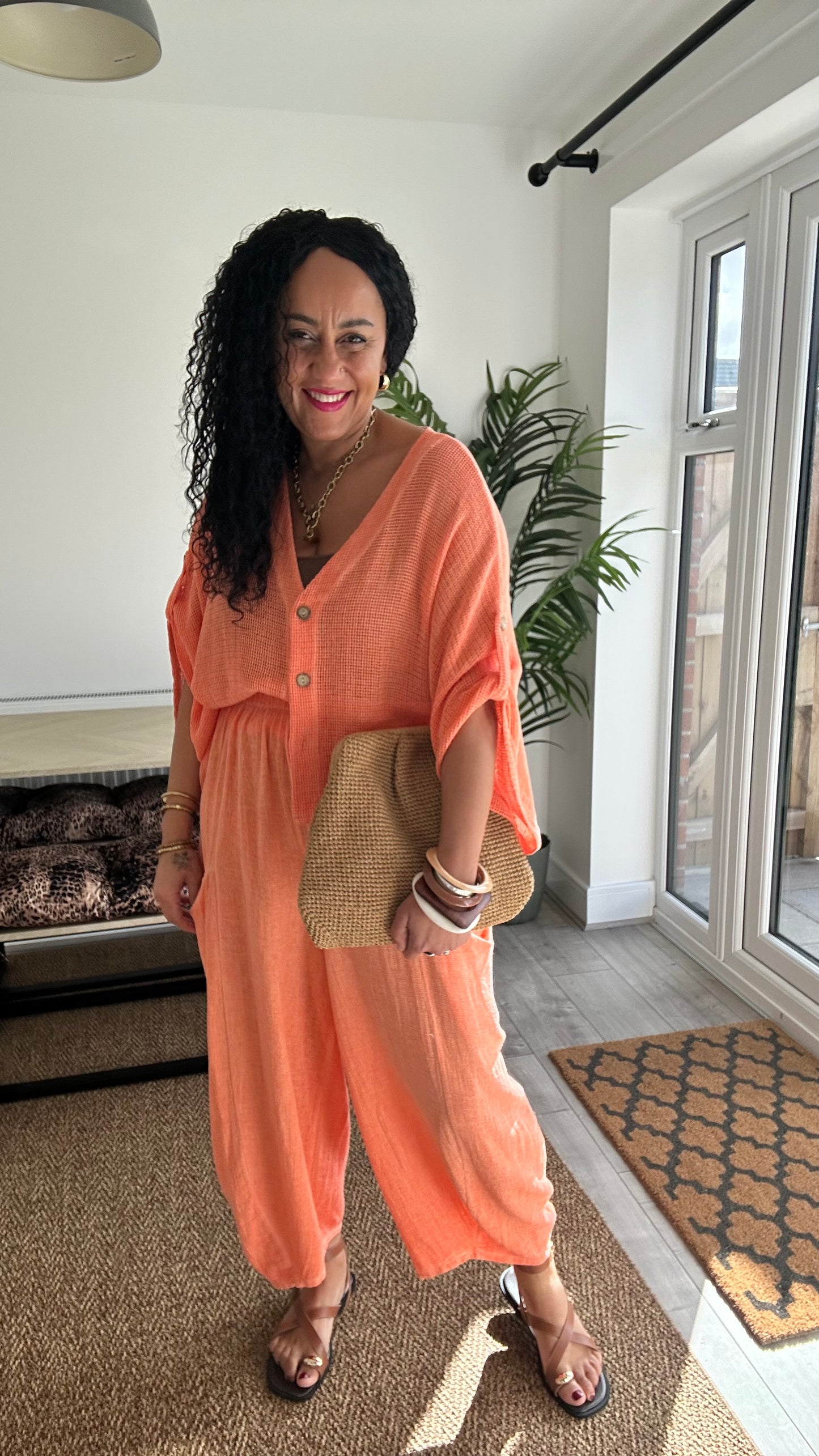 DERBY BARREL LEG TROUSERS ORANGE *New