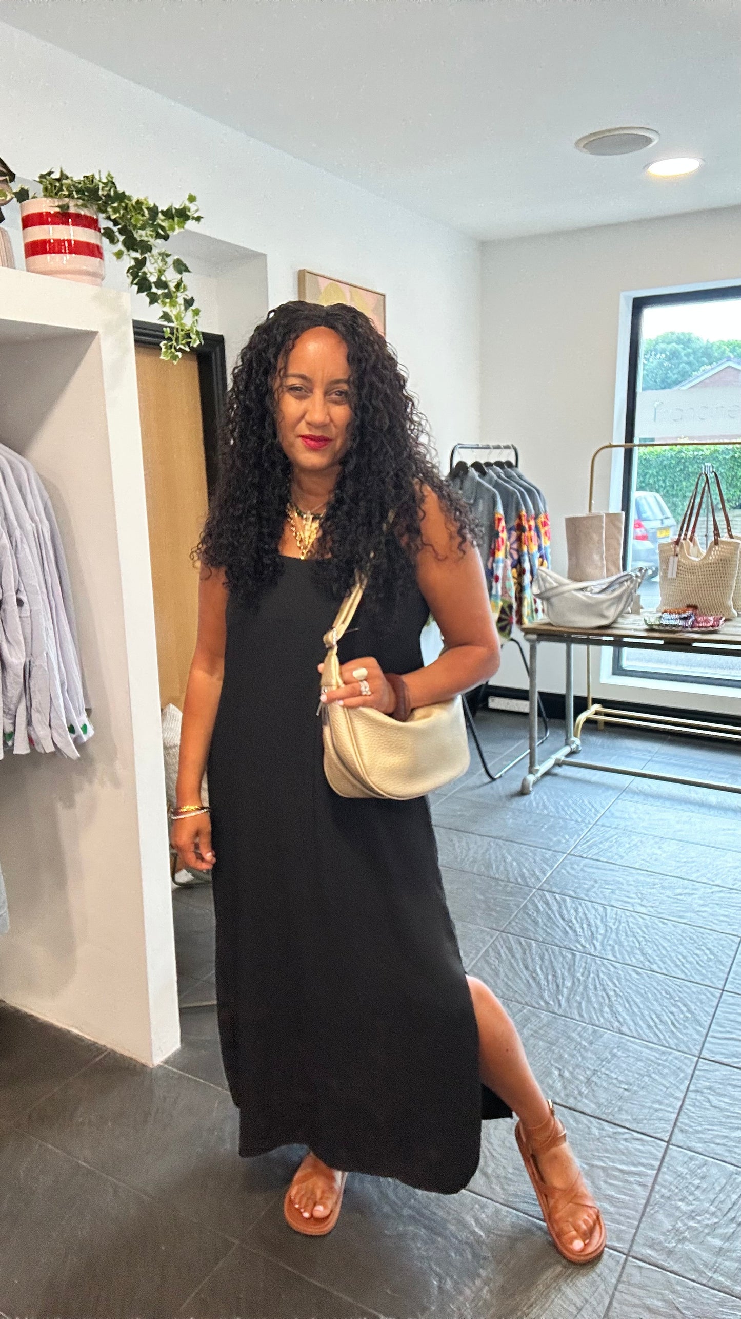 TIA SPAGHETTI STRAP DRESS BLACK