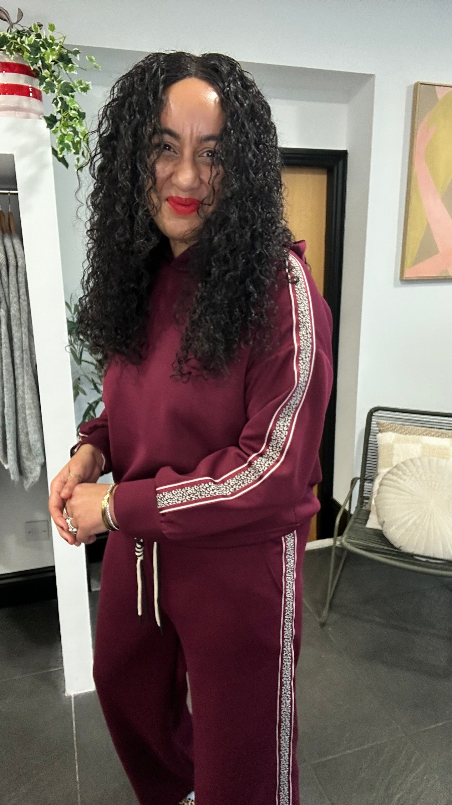 HOLLY HOODED TRACKSUIT SET WINE  *New