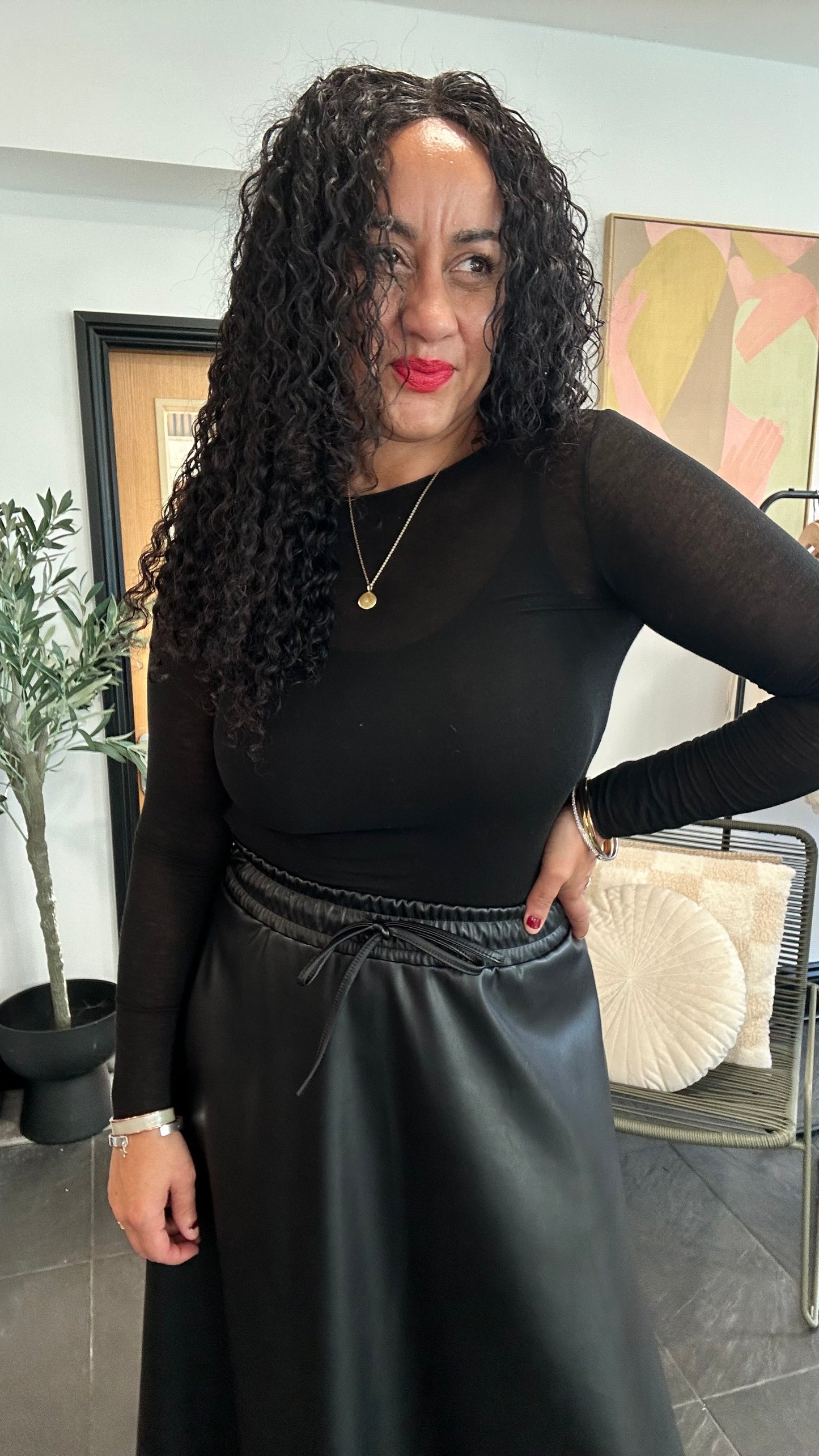 CANDICE CASHMERE BLEND LONG SLEEVED TOP BLACK *New