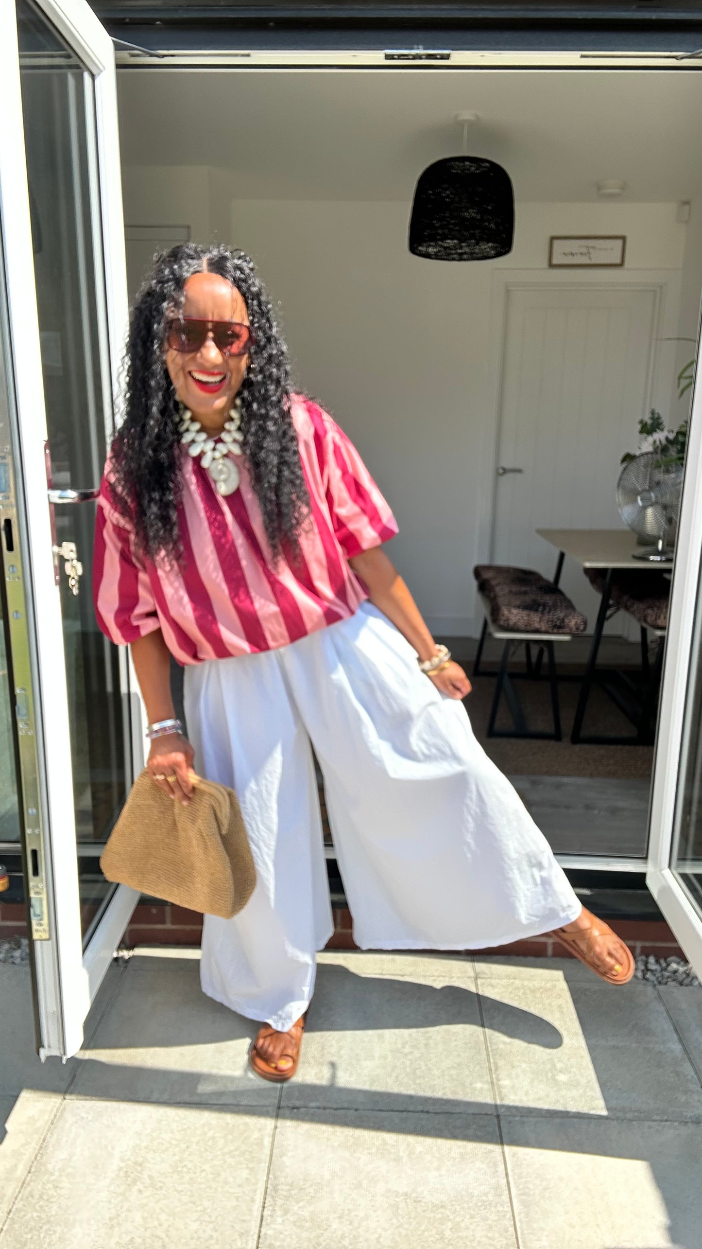 WIDE LEG BELTED TROUSERS WHITE *New
