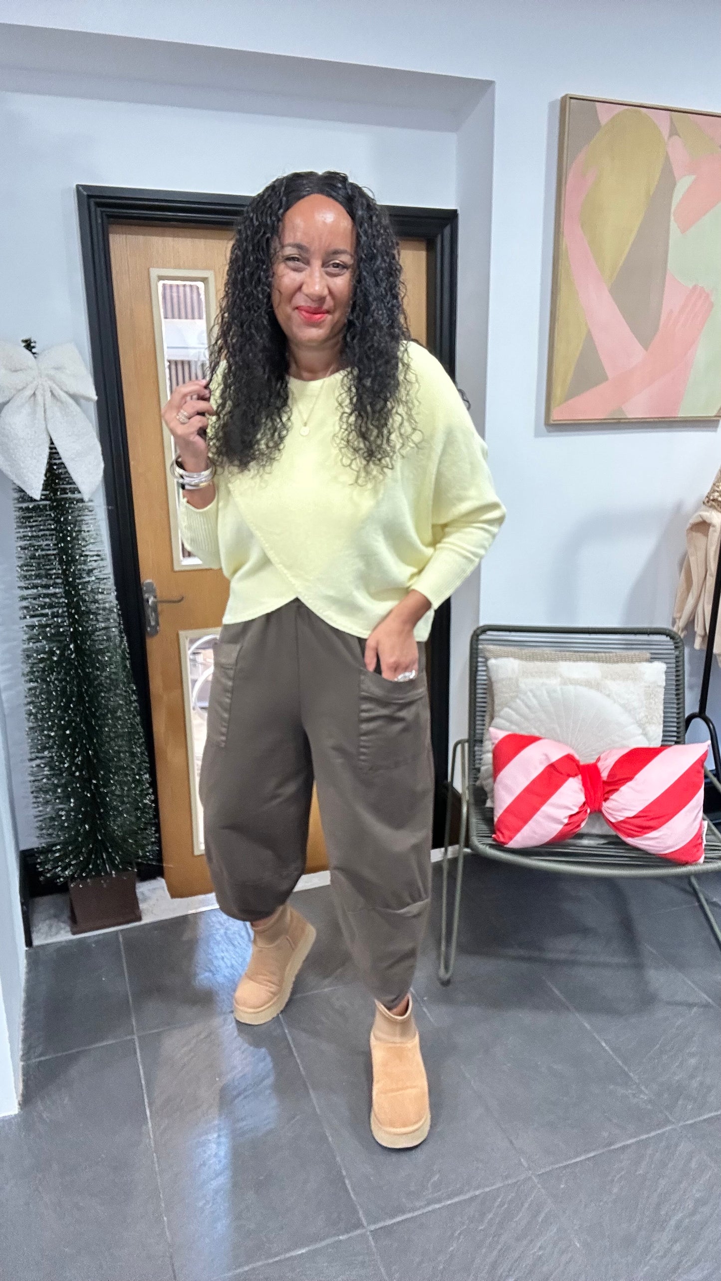 MABLE FRONT CROSS WRAP JUMPER LEMON YELLOW *New