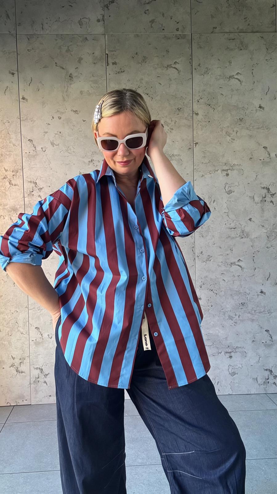 BLUE & BURGUNDY STRIPE SHIRT *New