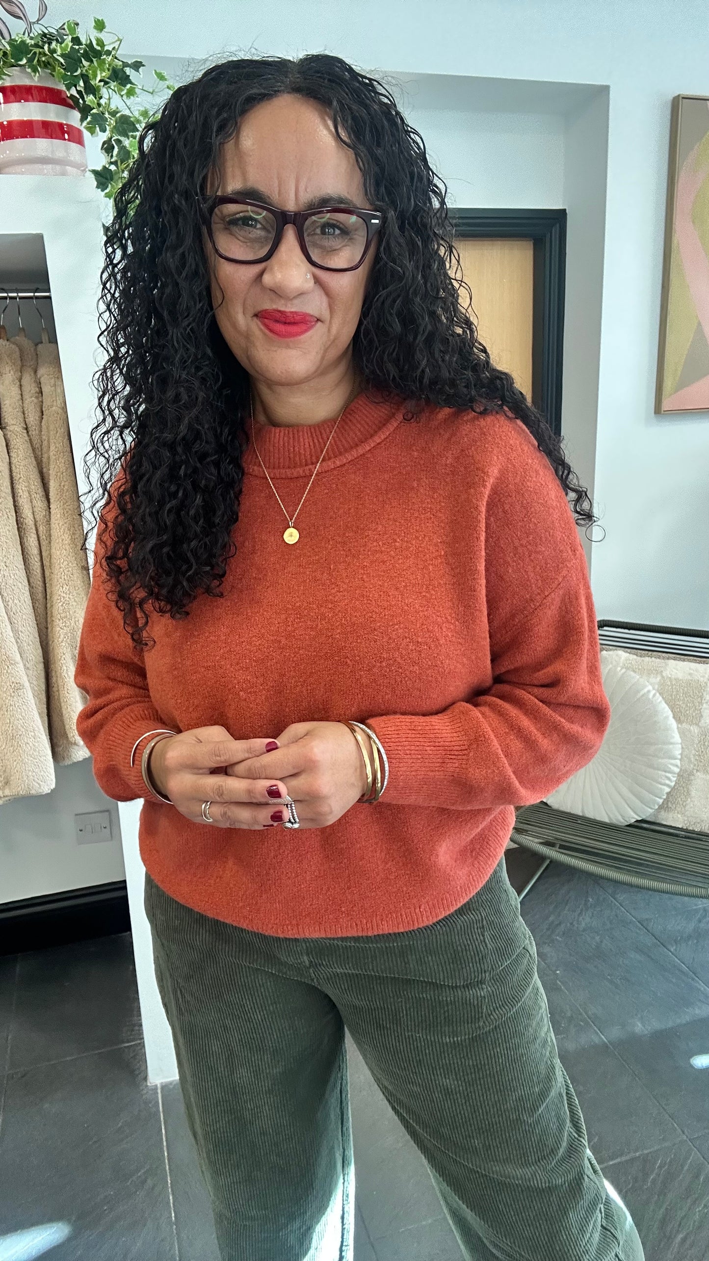 KESWICK ROUND NECK JUMPER RUST *New