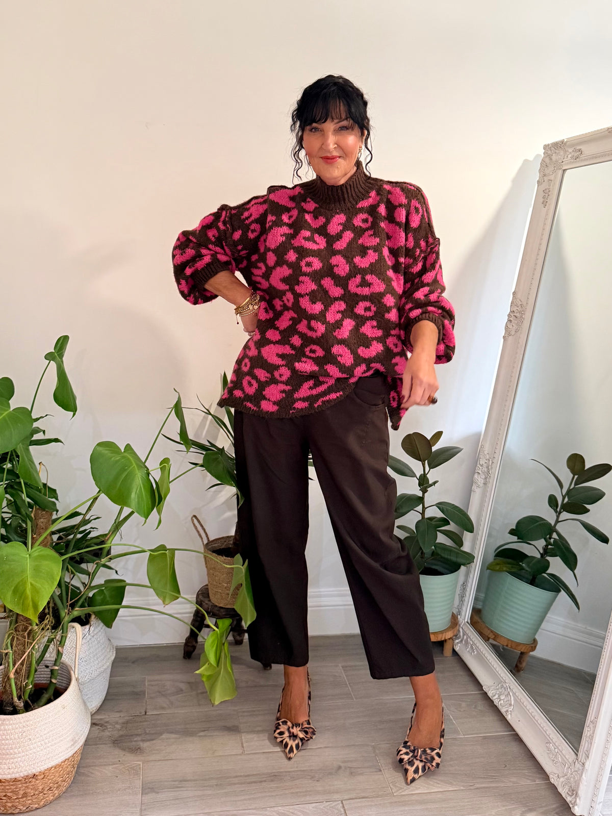 ALEX LEOPARD KNITWEAR PINK & BROWN *New