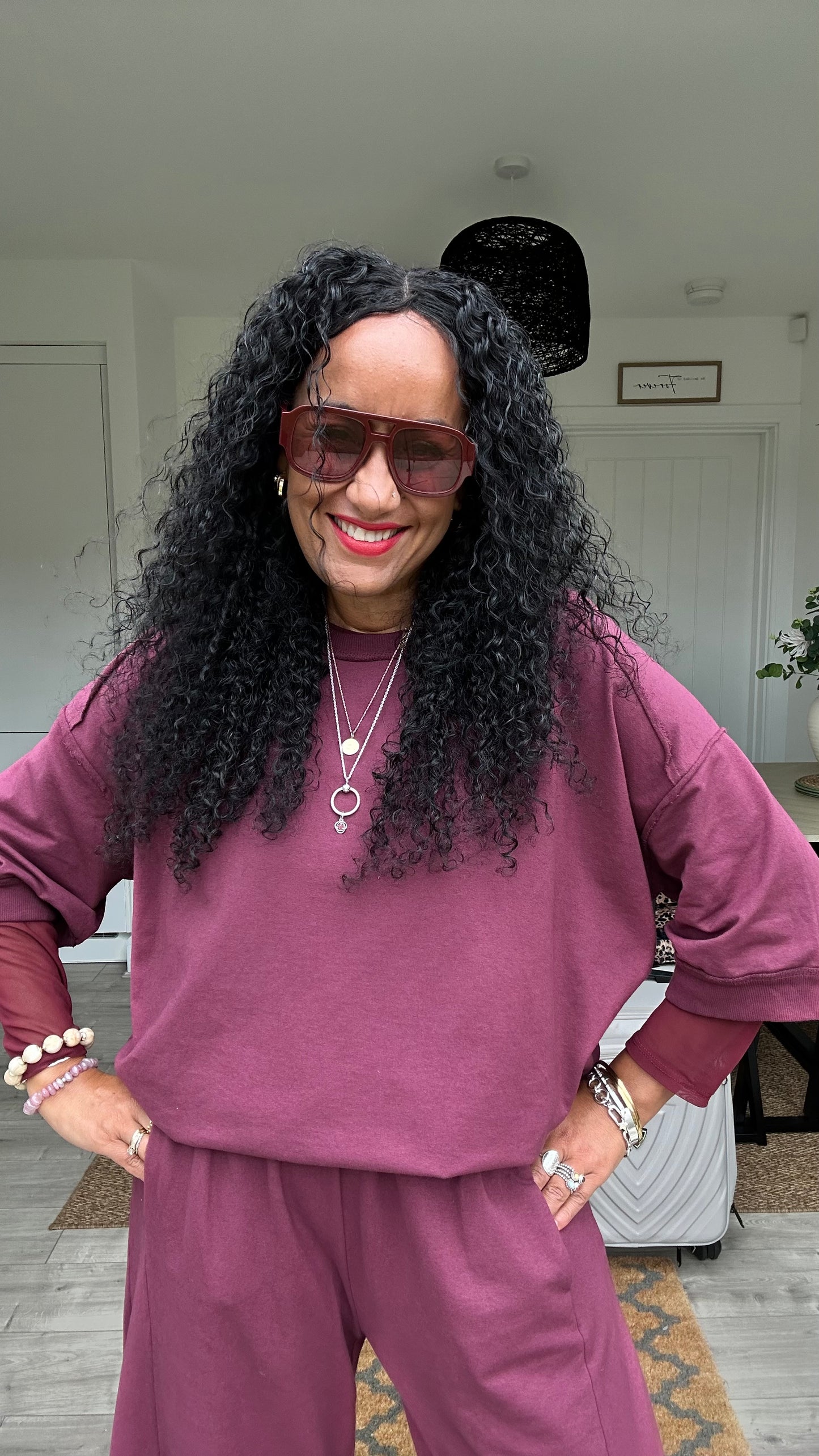 DEBORAH SWEAT TOP BURGUNDY *NEW