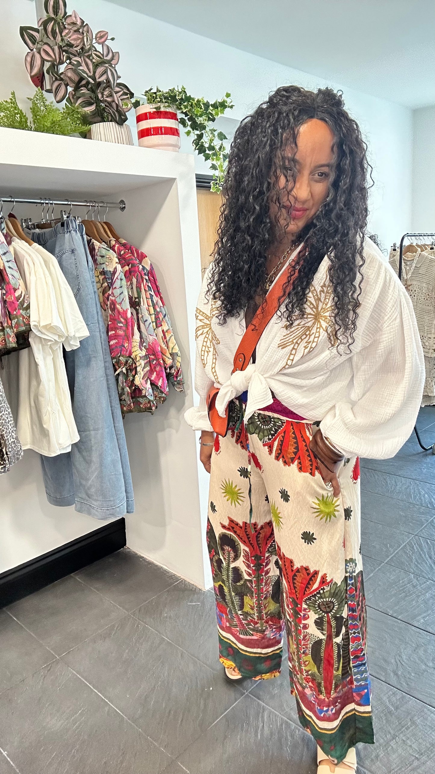 SALE GLASTO PALMA TROUSERS PINKS & MUSTARD