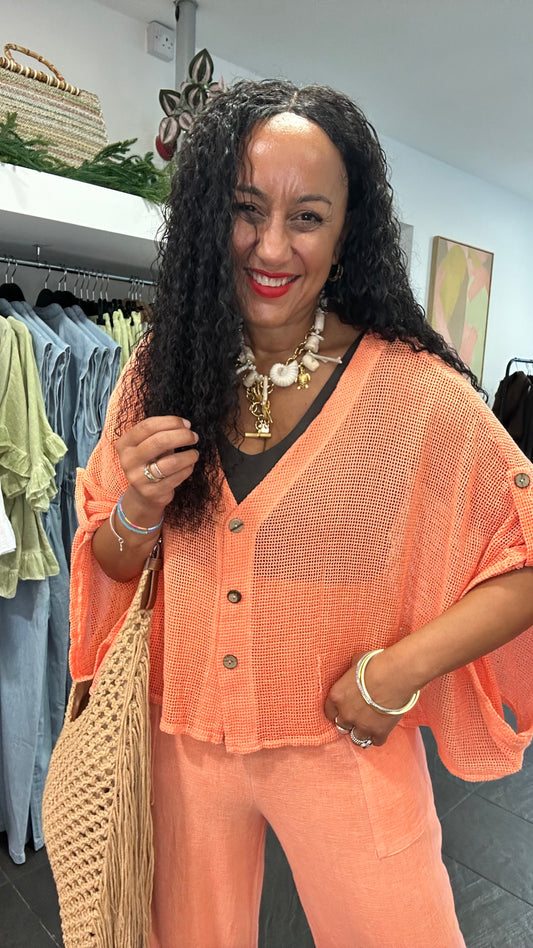 DERBY WAFFLE CARDIGAN ORANGE *New