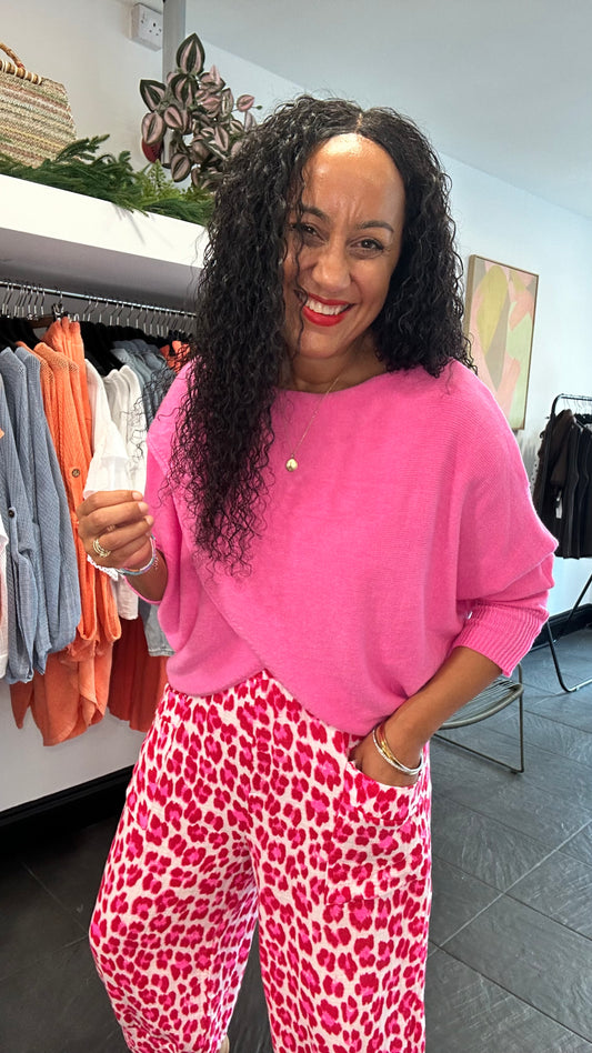 MABLE FRONT CROSS WRAP JUMPER PINK *New