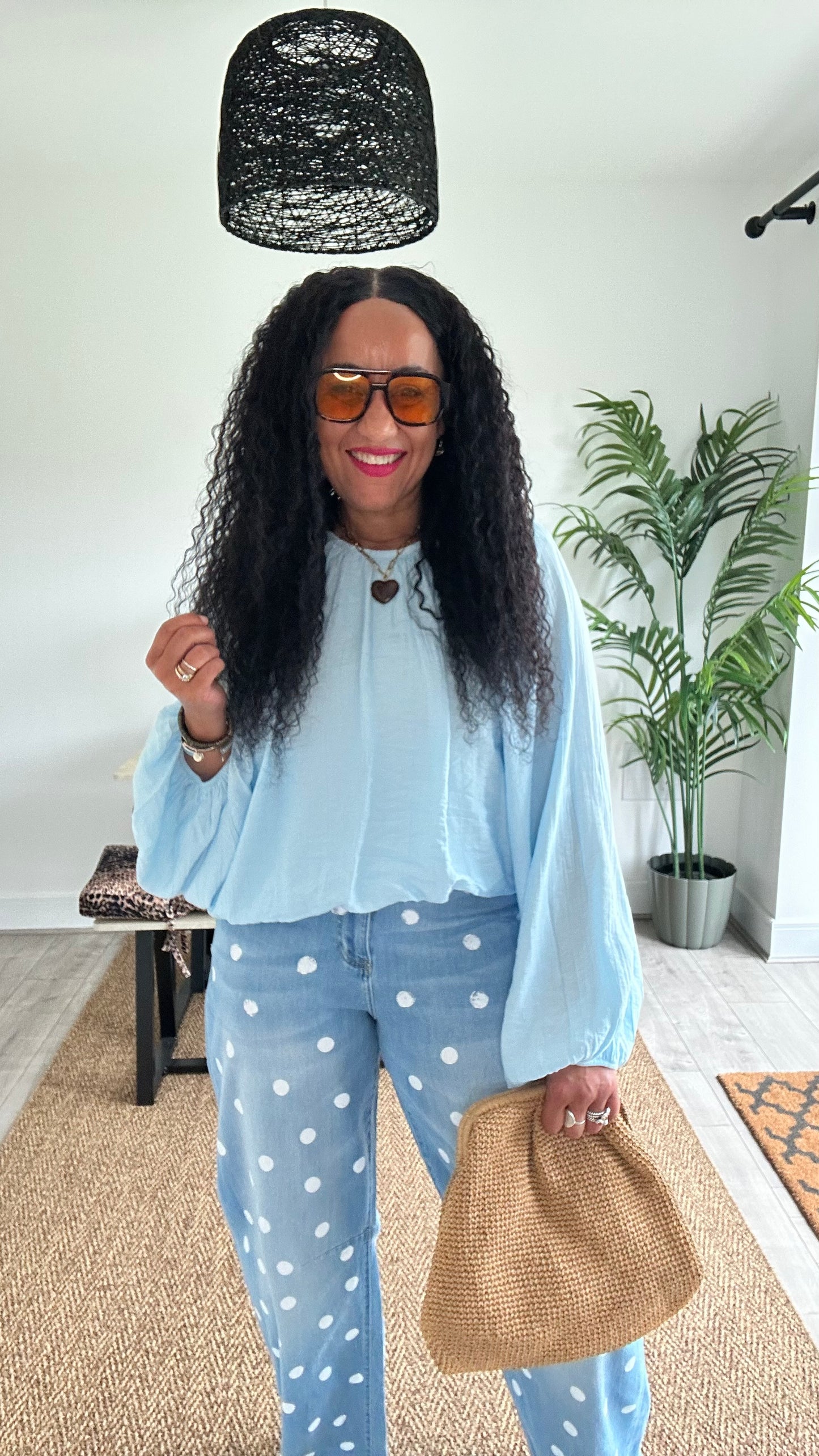 RHIAN BALLOON  SLEEVES BLOUSE ICE BLUE *New