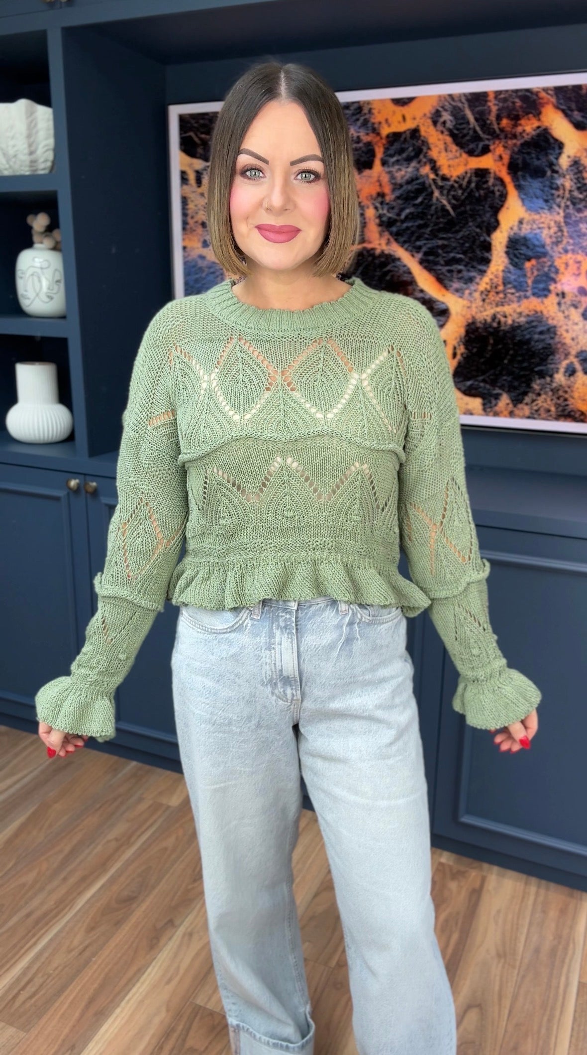 CELIA CROCHET KNIT KAHKI *New