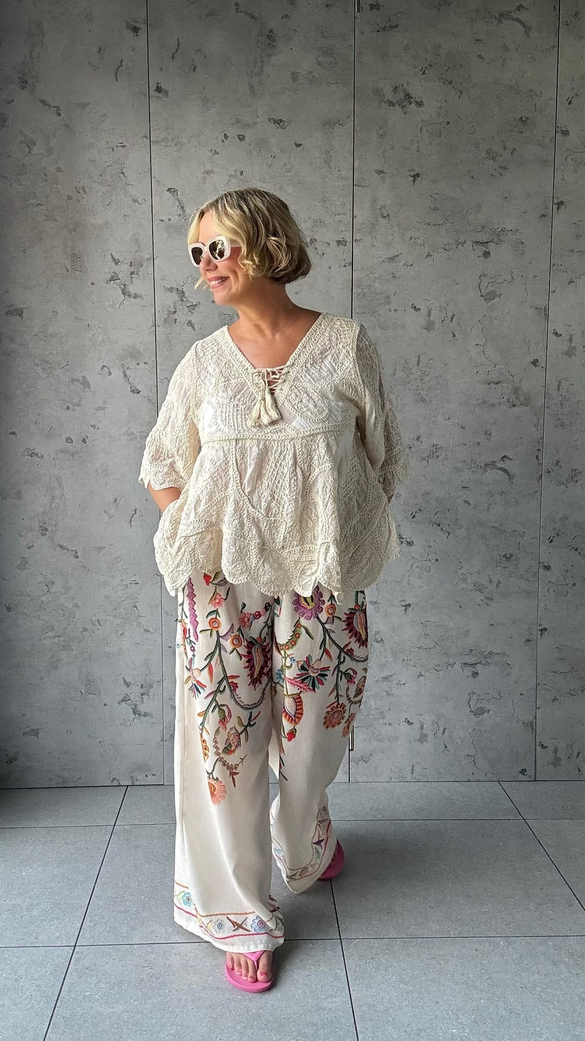CHEVELLE BOHEMIAN EMBROIDERED TOP IVORY *New