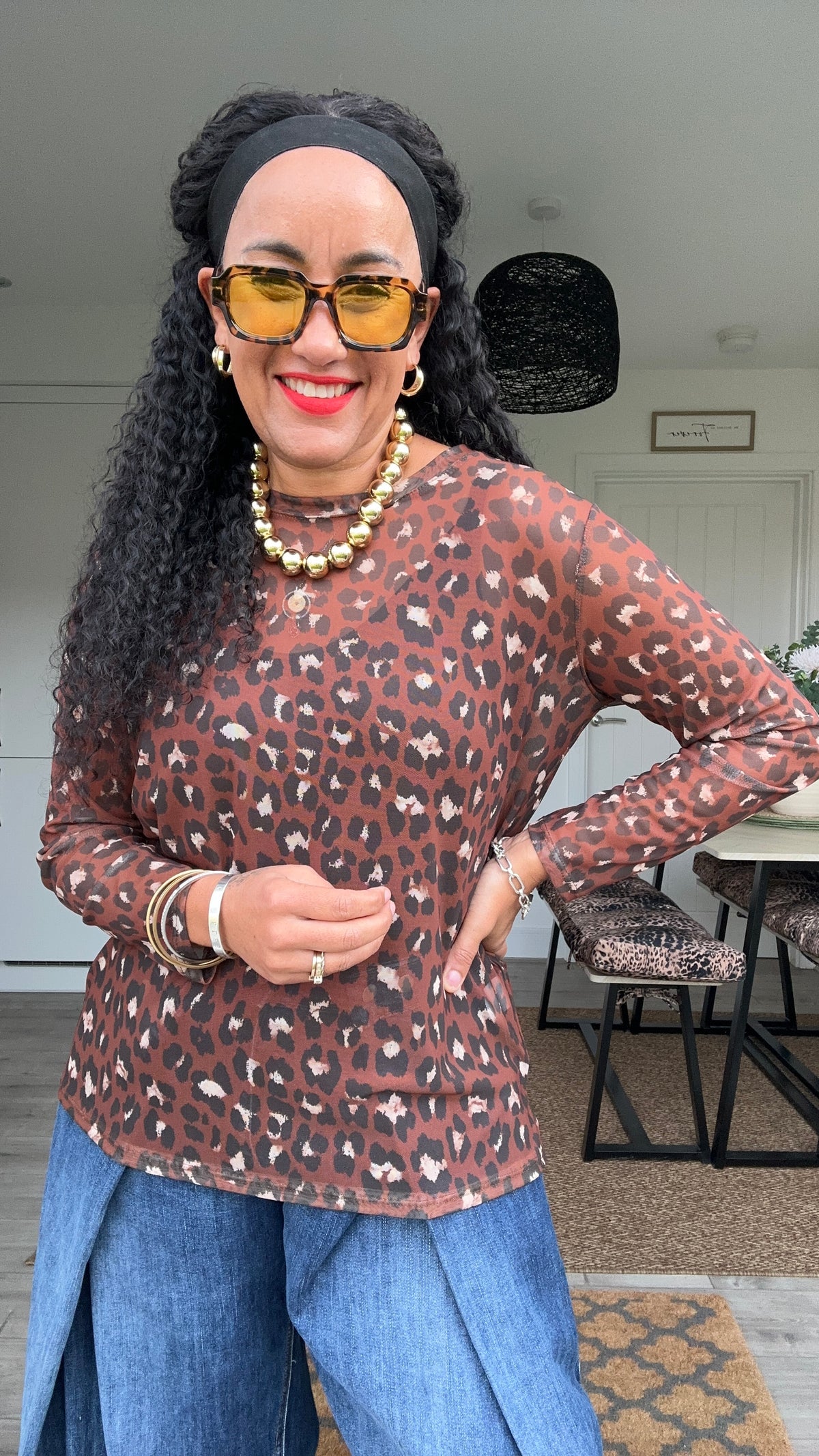 CANDICE LEOPARD TOP BROWN *New