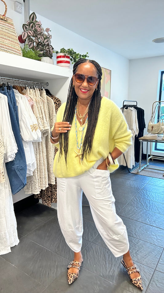 DEBORAH POCKET BALLOON TROUSERS WHITE *New Trending