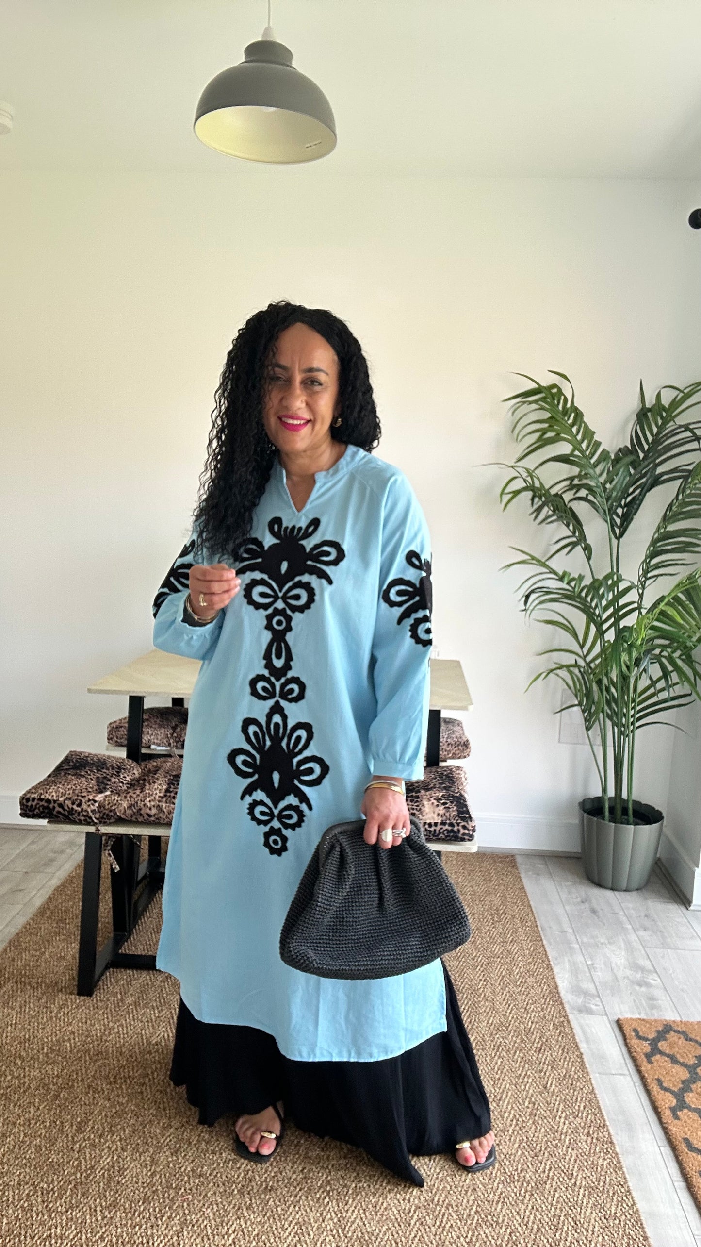 VELVET DETAIL TUNIC BLUE *New