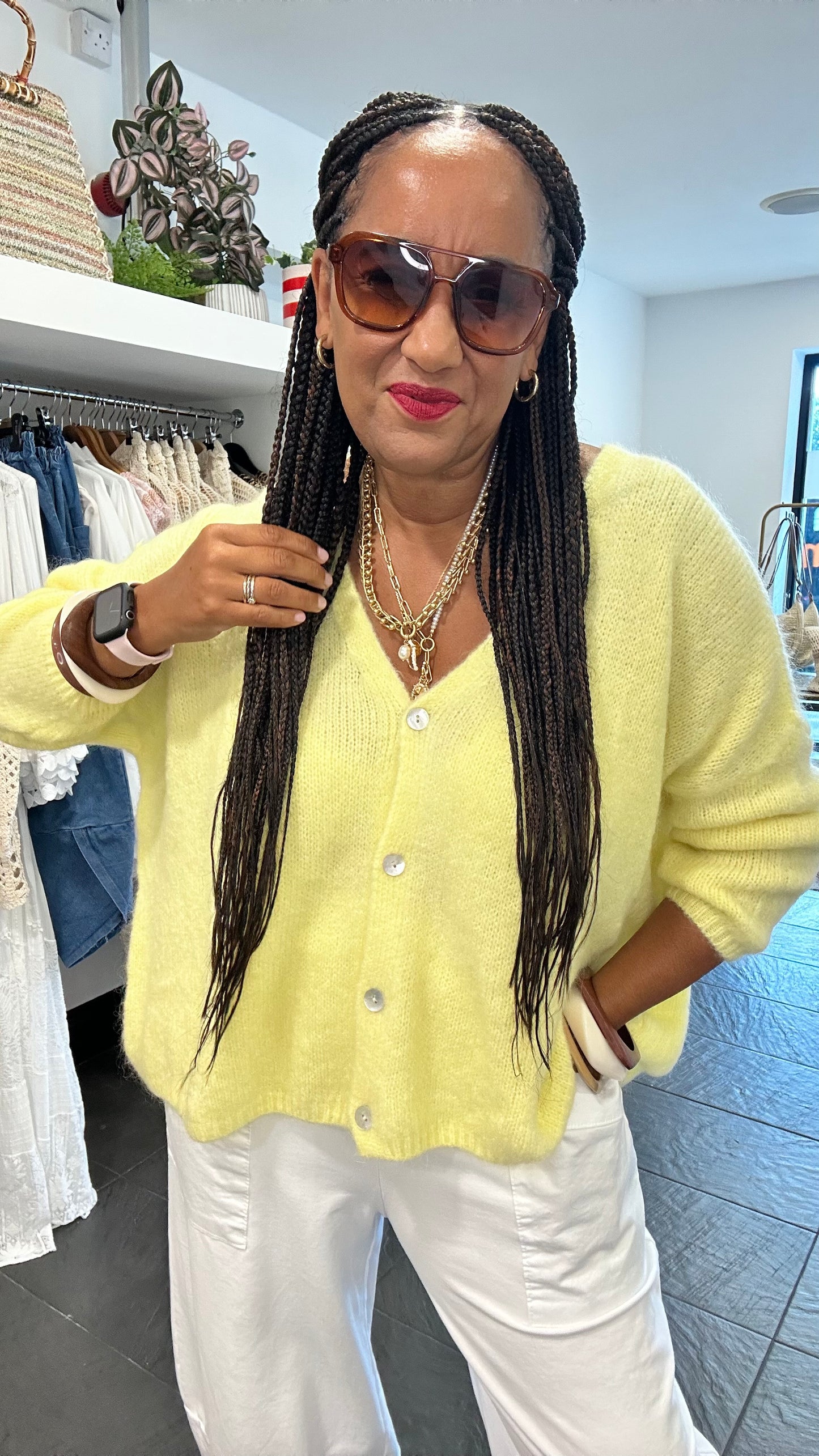 SHAKIRA SLOUCHY V NECK CARDIGAN YELLOW *New