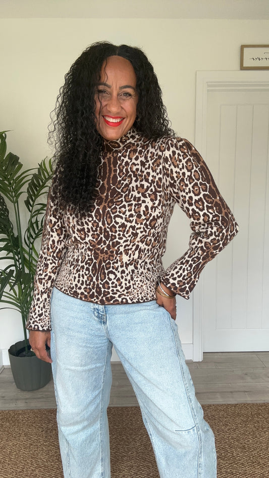 FIA LEOPARD TULIP KNITWEAR TOP *New