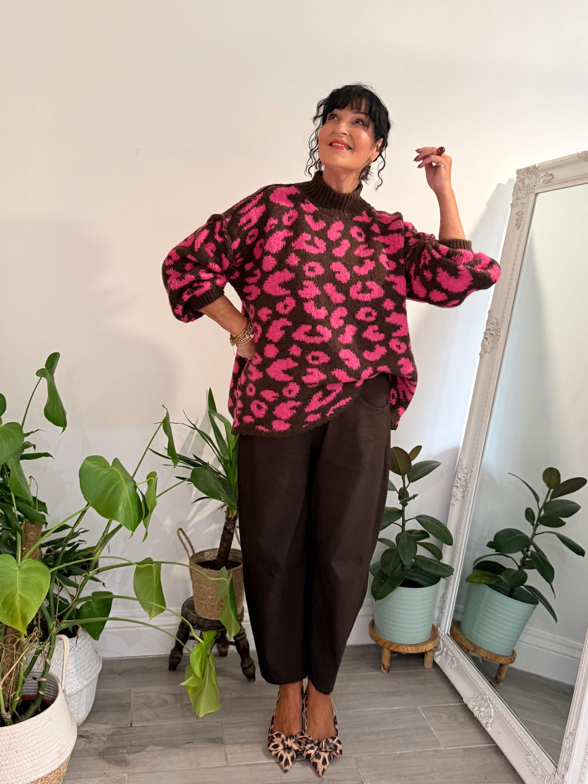 ALEX LEOPARD KNITWEAR PINK & BROWN *New
